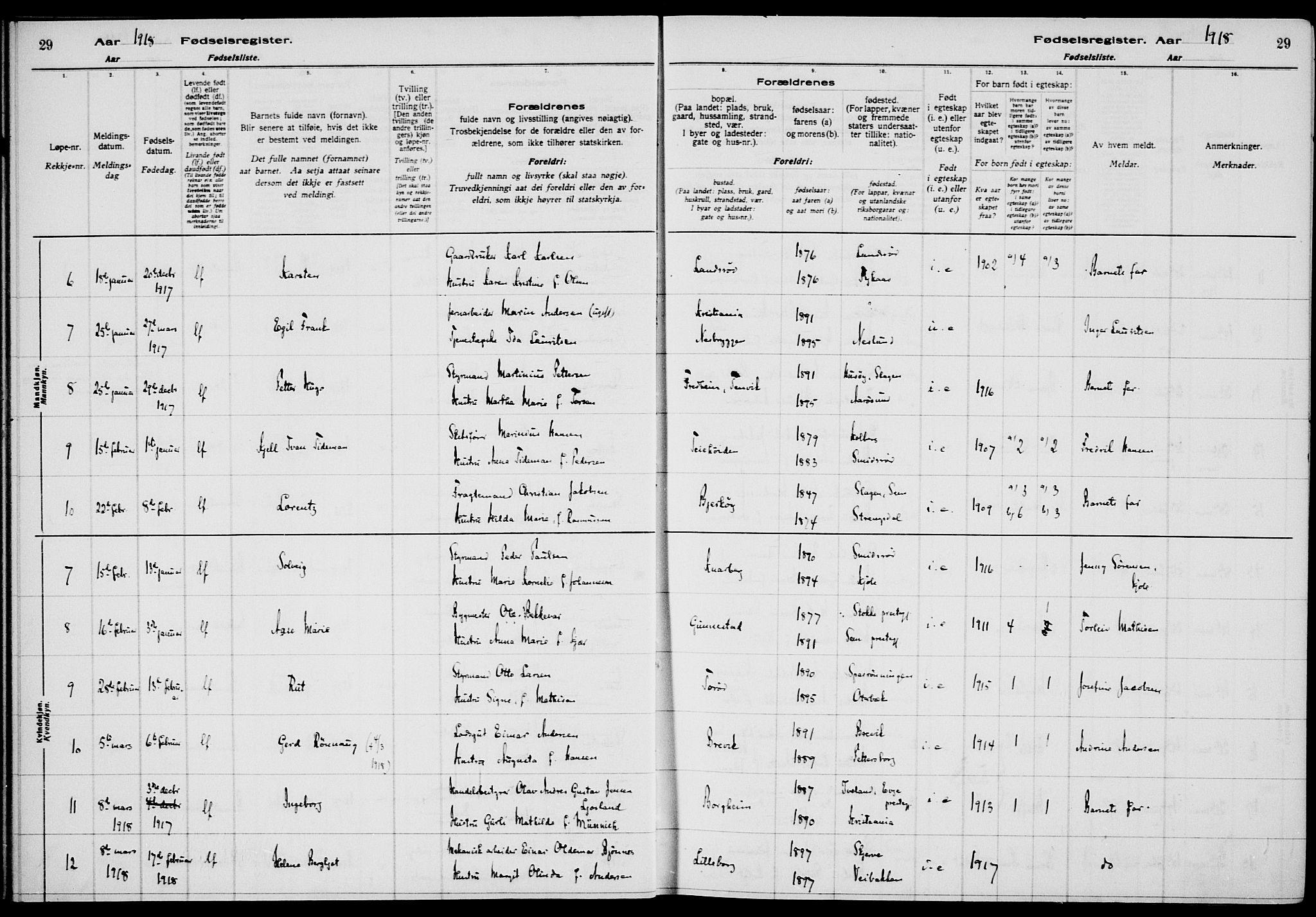 Nøtterøy kirkebøker, AV/SAKO-A-354/J/Ja/L0001: Birth register no. 1, 1916-1928, p. 29