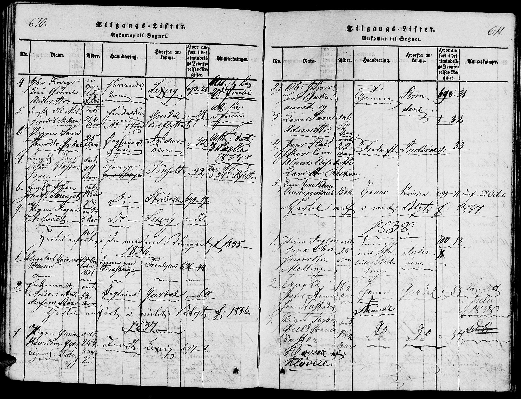 Ministerialprotokoller, klokkerbøker og fødselsregistre - Nord-Trøndelag, SAT/A-1458/733/L0322: Parish register (official) no. 733A01, 1817-1842, p. 610-611