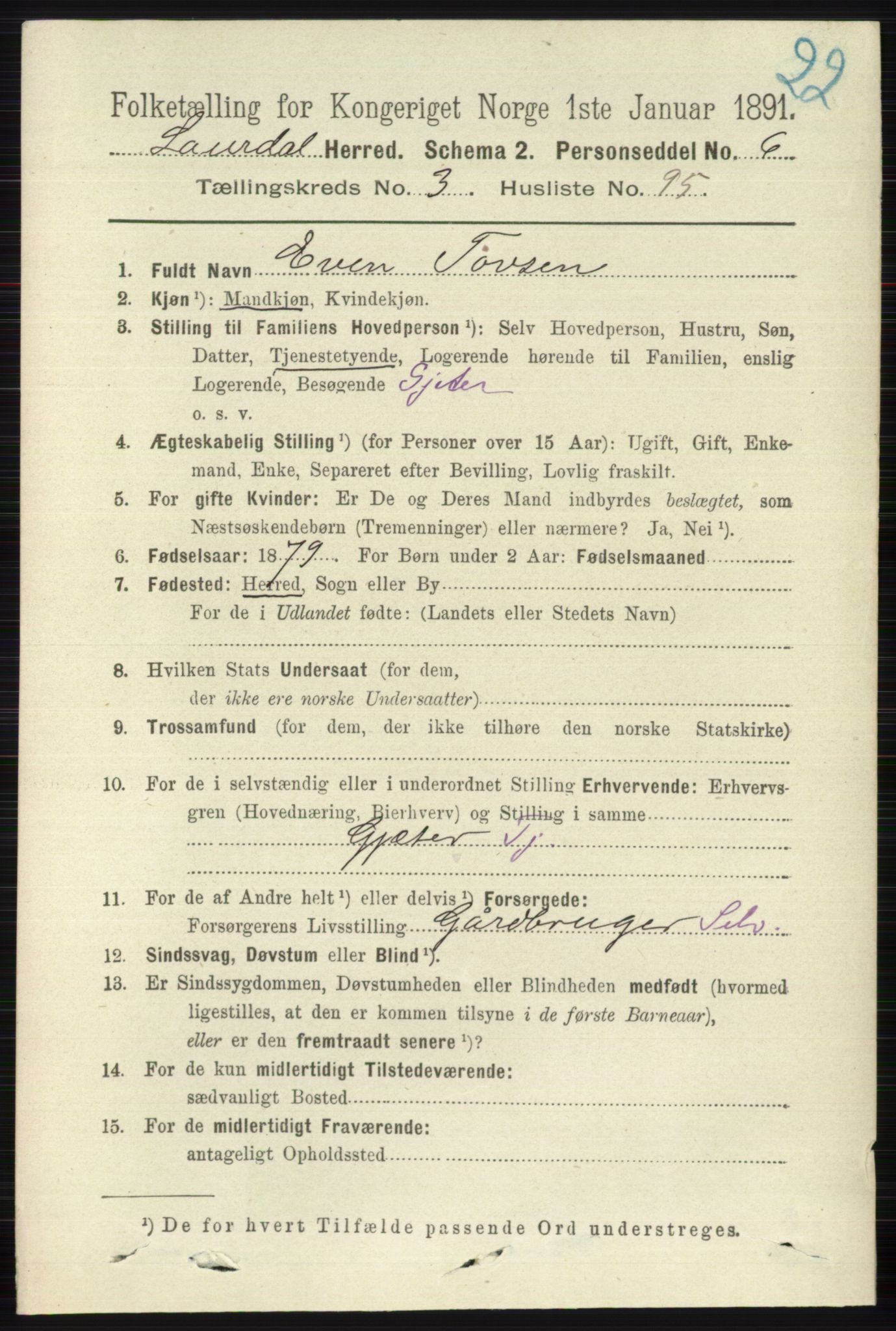 RA, 1891 census for 0728 Lardal, 1891, p. 1846