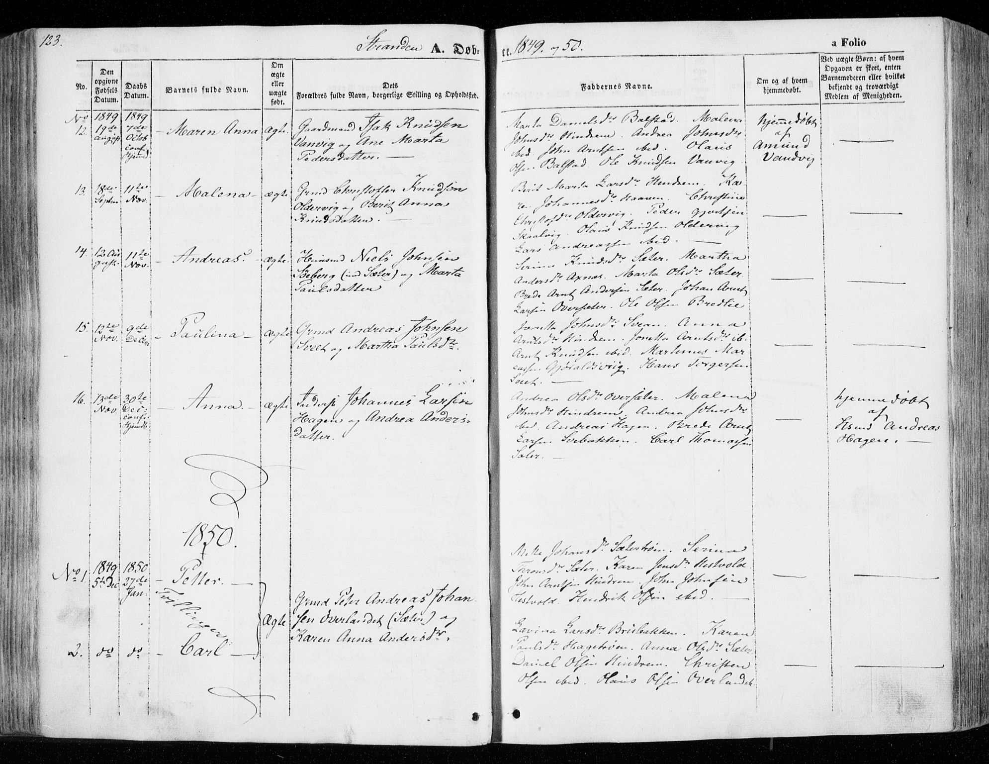 Ministerialprotokoller, klokkerbøker og fødselsregistre - Nord-Trøndelag, SAT/A-1458/701/L0007: Parish register (official) no. 701A07 /2, 1842-1854, p. 123