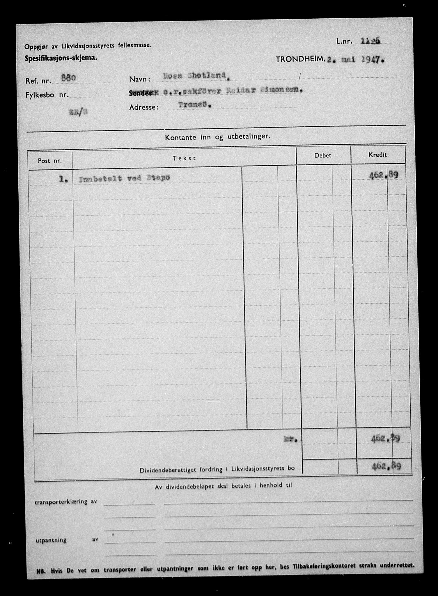 Justisdepartementet, Tilbakeføringskontoret for inndratte formuer, AV/RA-S-1564/H/Hc/Hcb/L0916: --, 1945-1947, p. 317