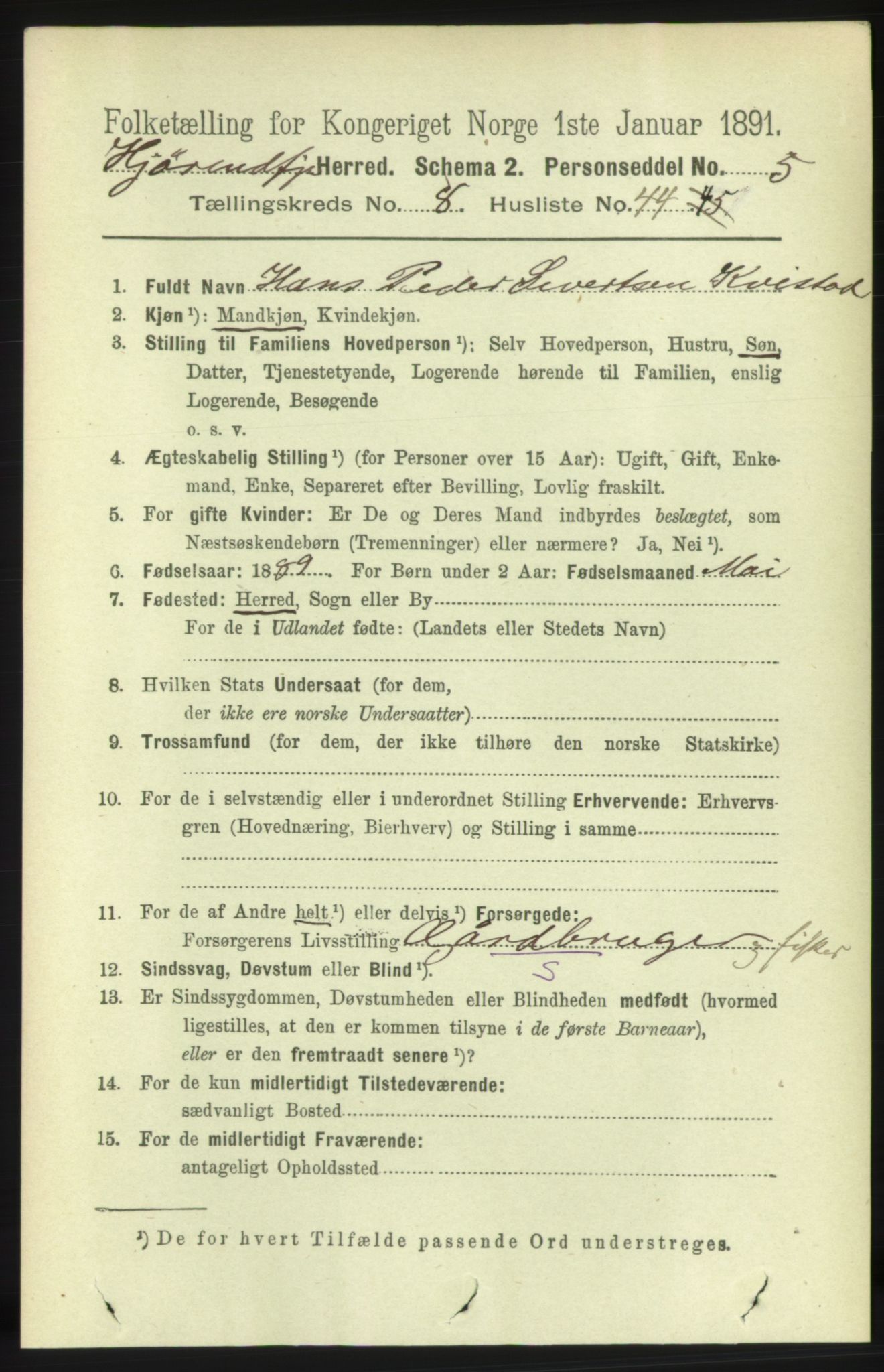 RA, 1891 census for 1522 Hjørundfjord, 1891, p. 2157