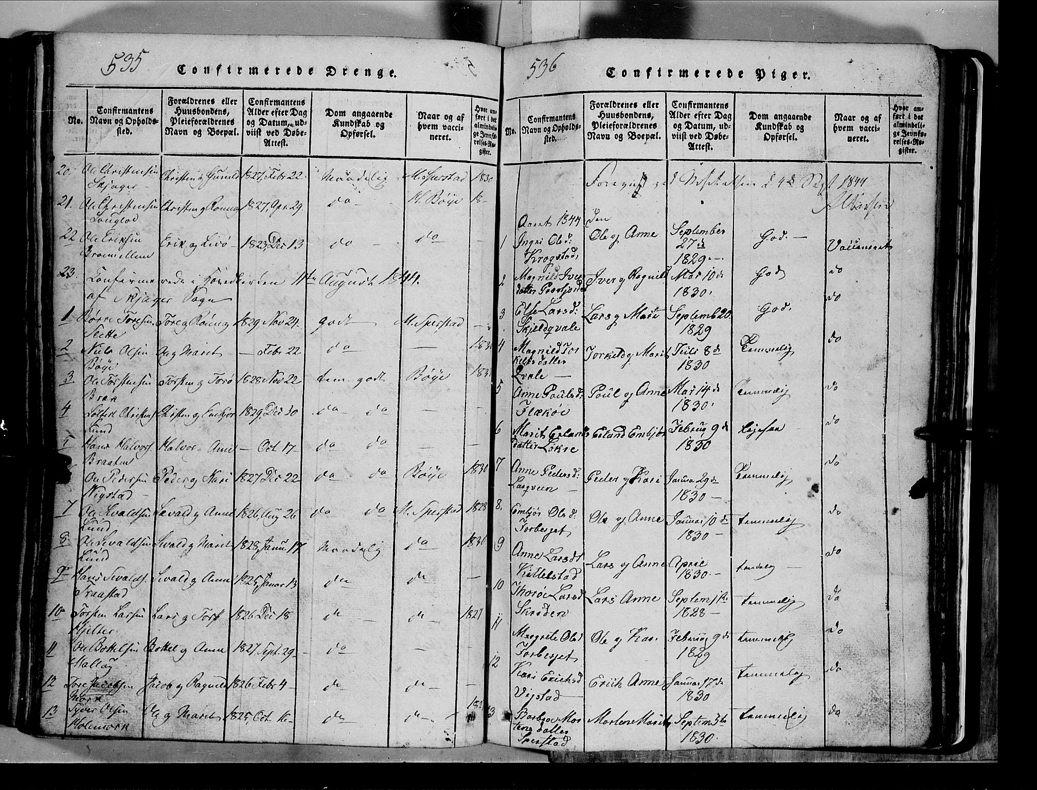 Lom prestekontor, SAH/PREST-070/L/L0003: Parish register (copy) no. 3, 1815-1844, p. 535-536