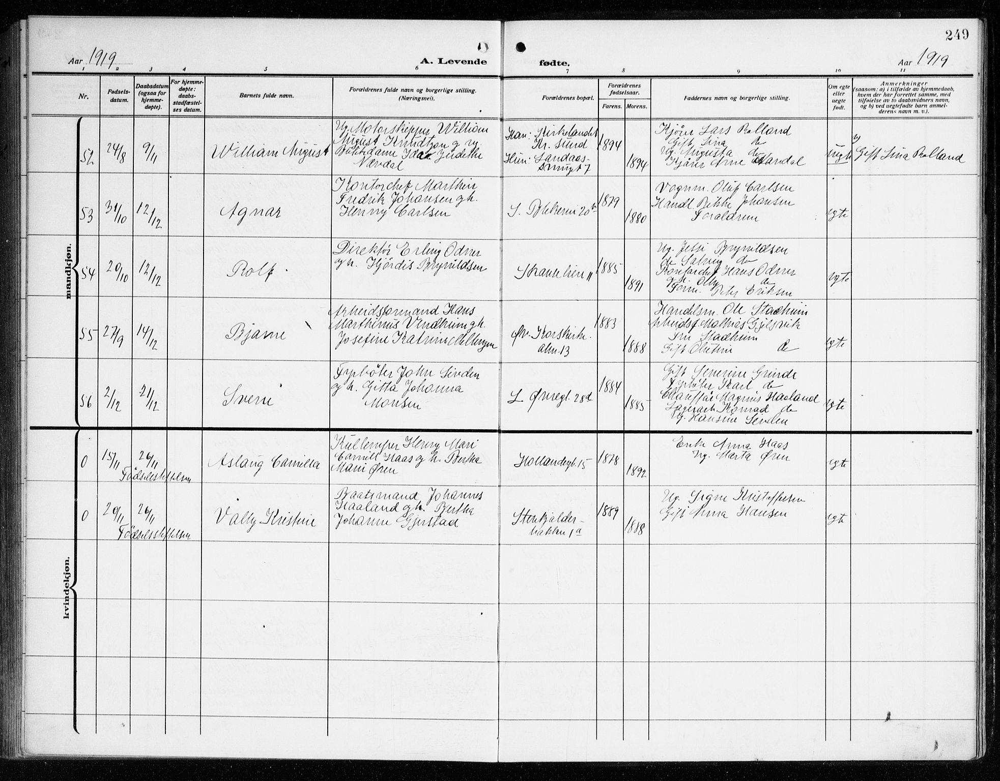 Korskirken sokneprestembete, AV/SAB-A-76101/H/Haa: Parish register (official) no. B 10, 1909-1923, p. 249