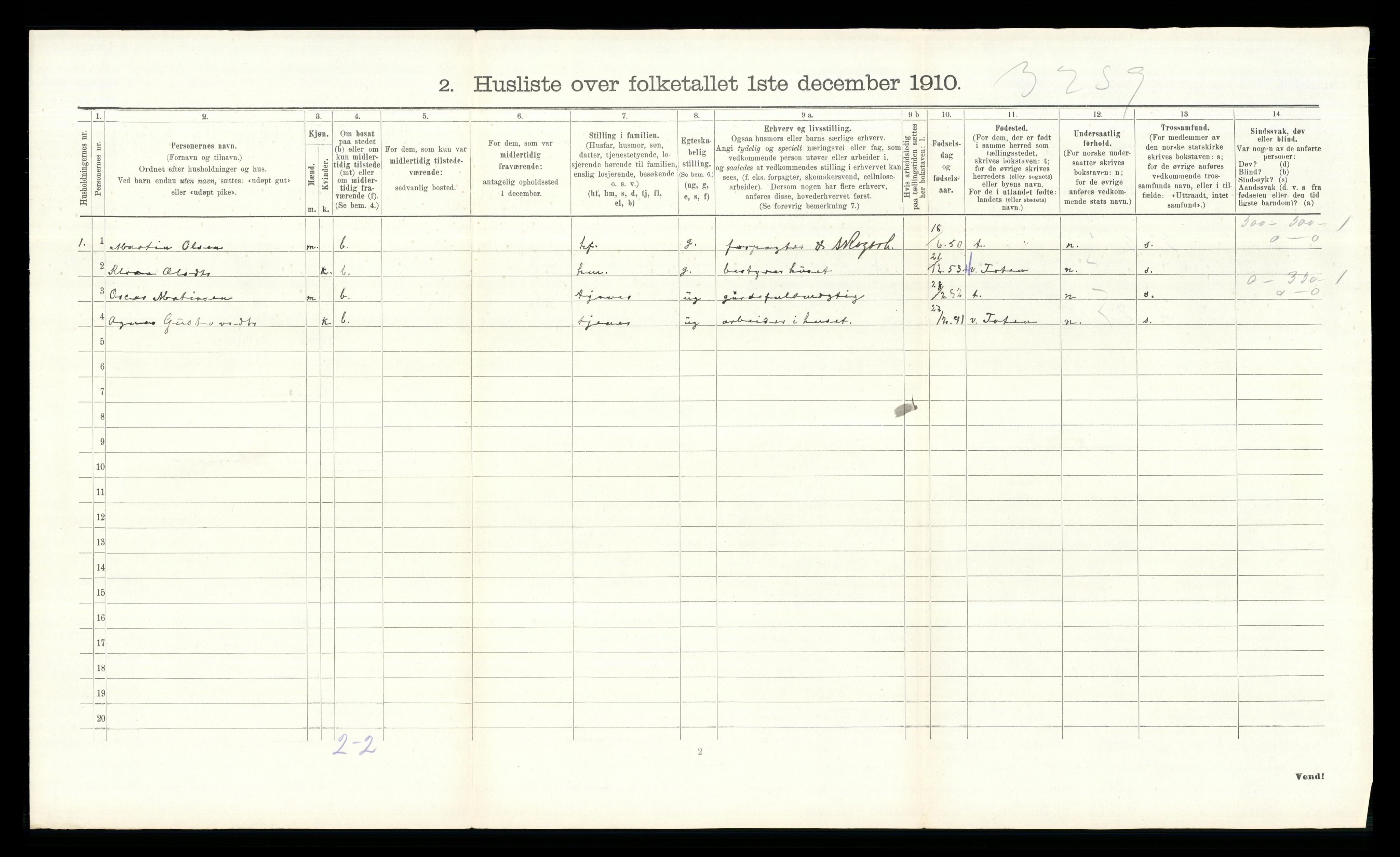 RA, 1910 census for Hurdal, 1910, p. 615