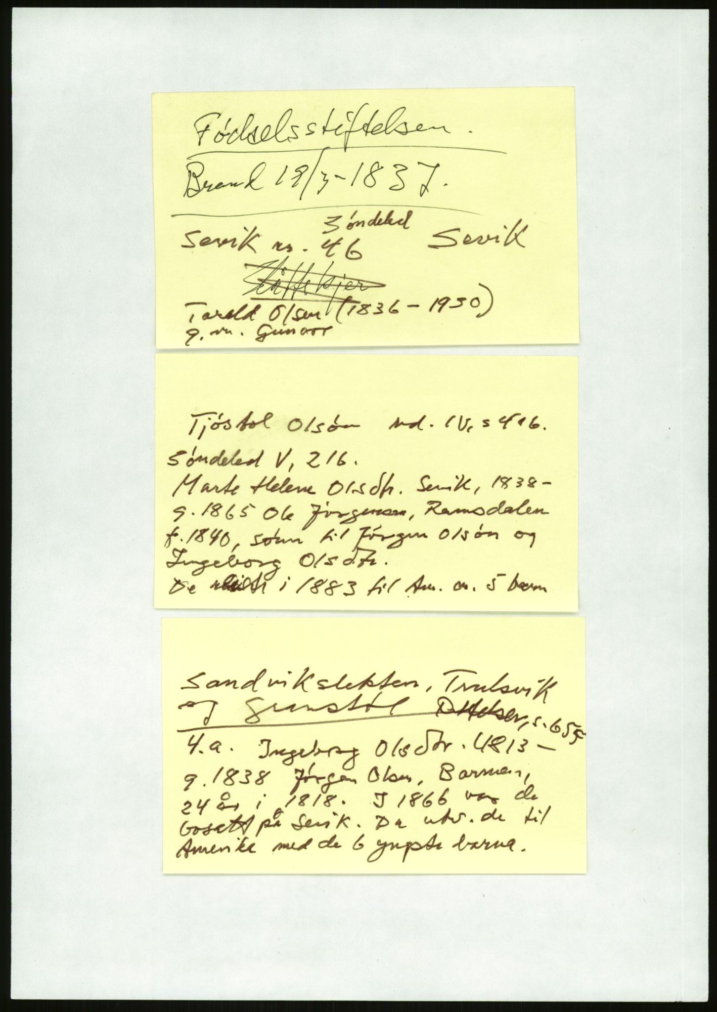 Samlinger til kildeutgivelse, Amerikabrevene, AV/RA-EA-4057/F/L0026: Innlån fra Aust-Agder: Aust-Agder-Arkivet - Erickson, 1838-1914, p. 93