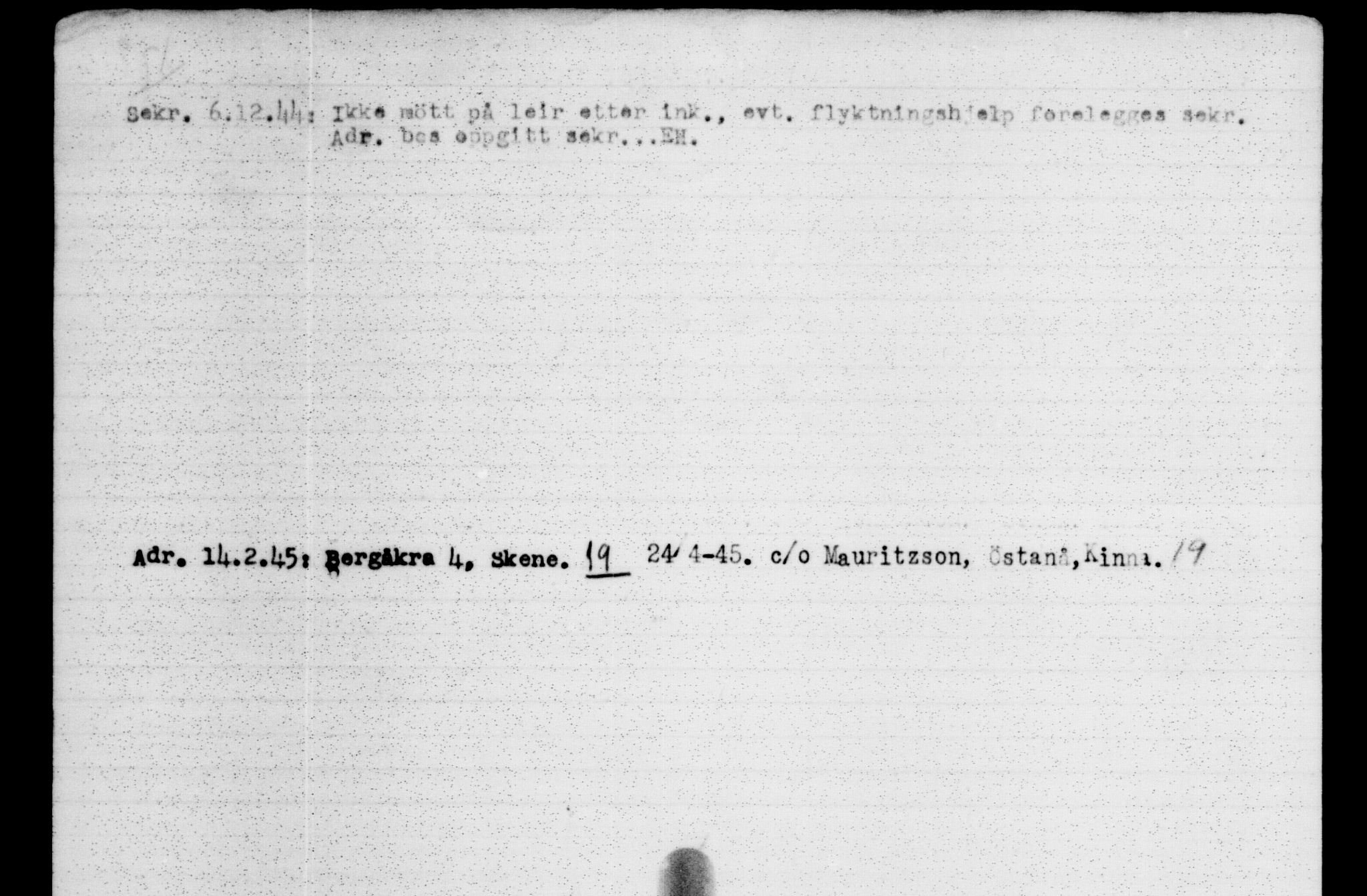 Den Kgl. Norske Legasjons Flyktningskontor, AV/RA-S-6753/V/Va/L0002: Kjesäterkartoteket.  Flyktningenr. 1001-2000, 1940-1945, p. 1306