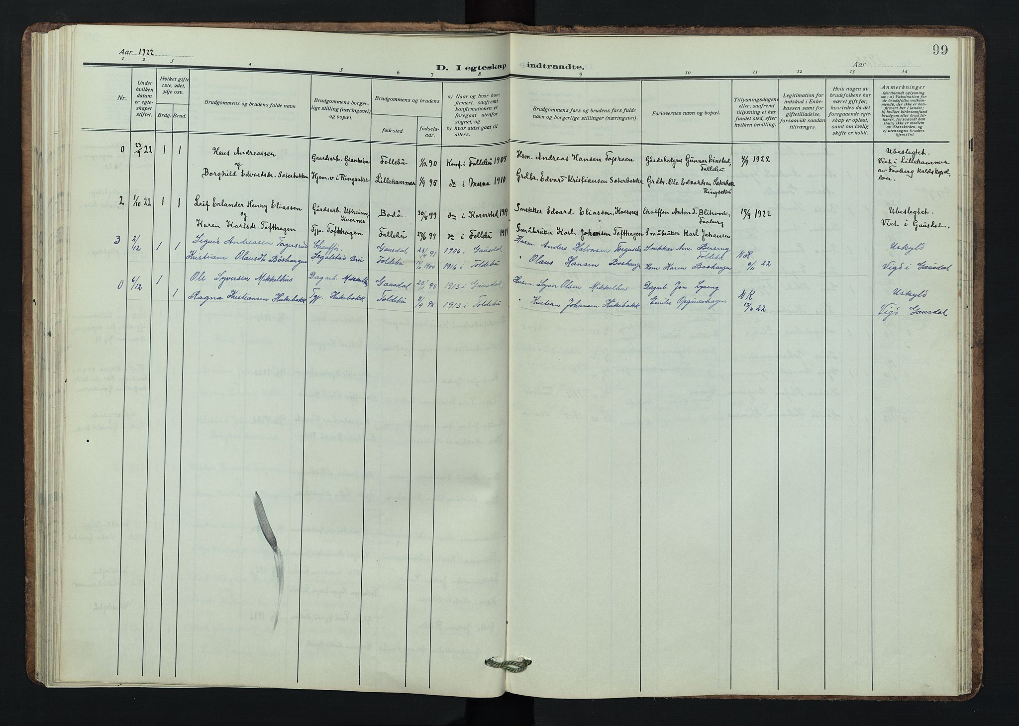 Østre Gausdal prestekontor, AV/SAH-PREST-092/H/Ha/Hab/L0005: Parish register (copy) no. 5, 1915-1944, p. 99