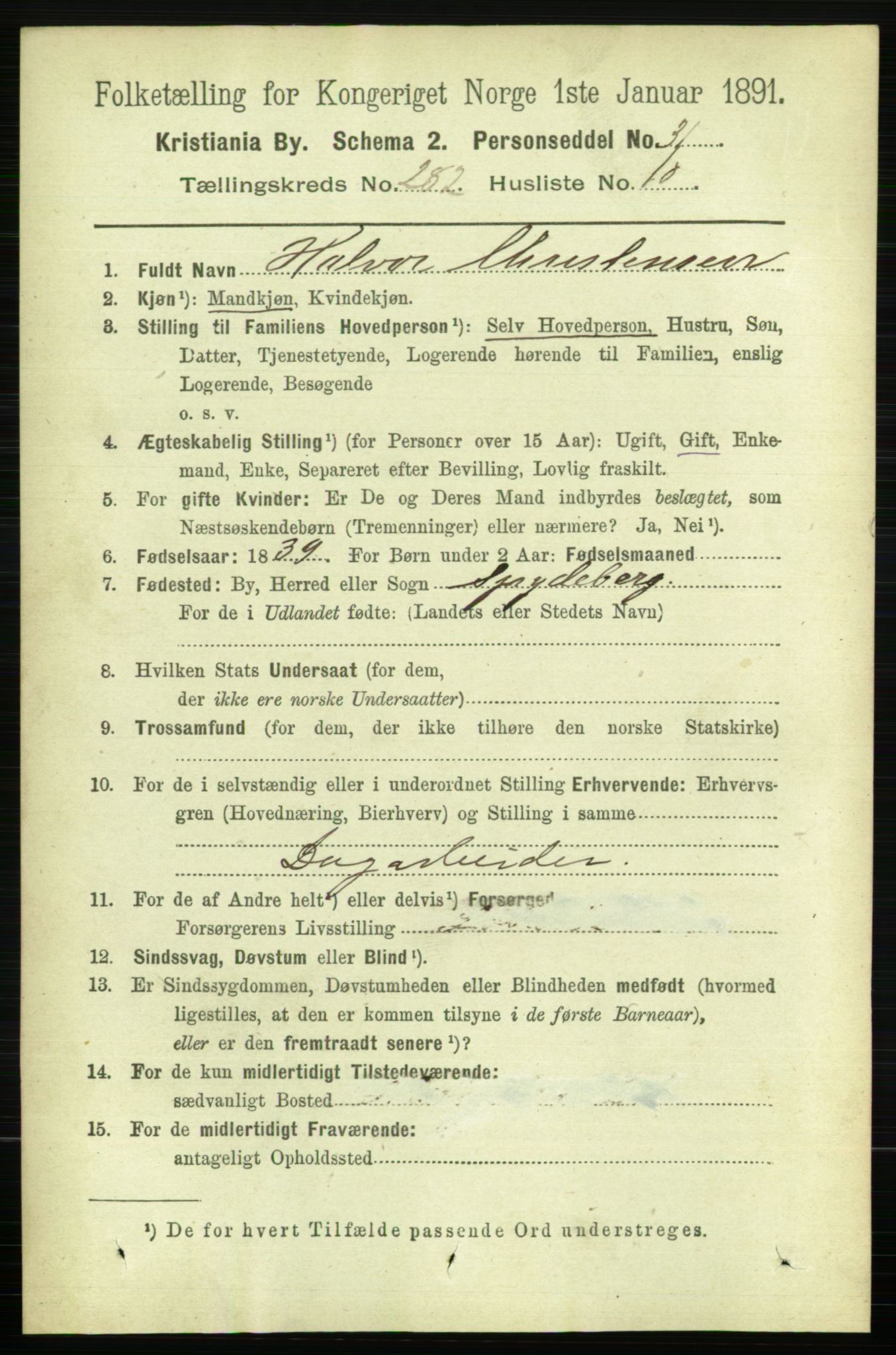RA, 1891 census for 0301 Kristiania, 1891, p. 171913