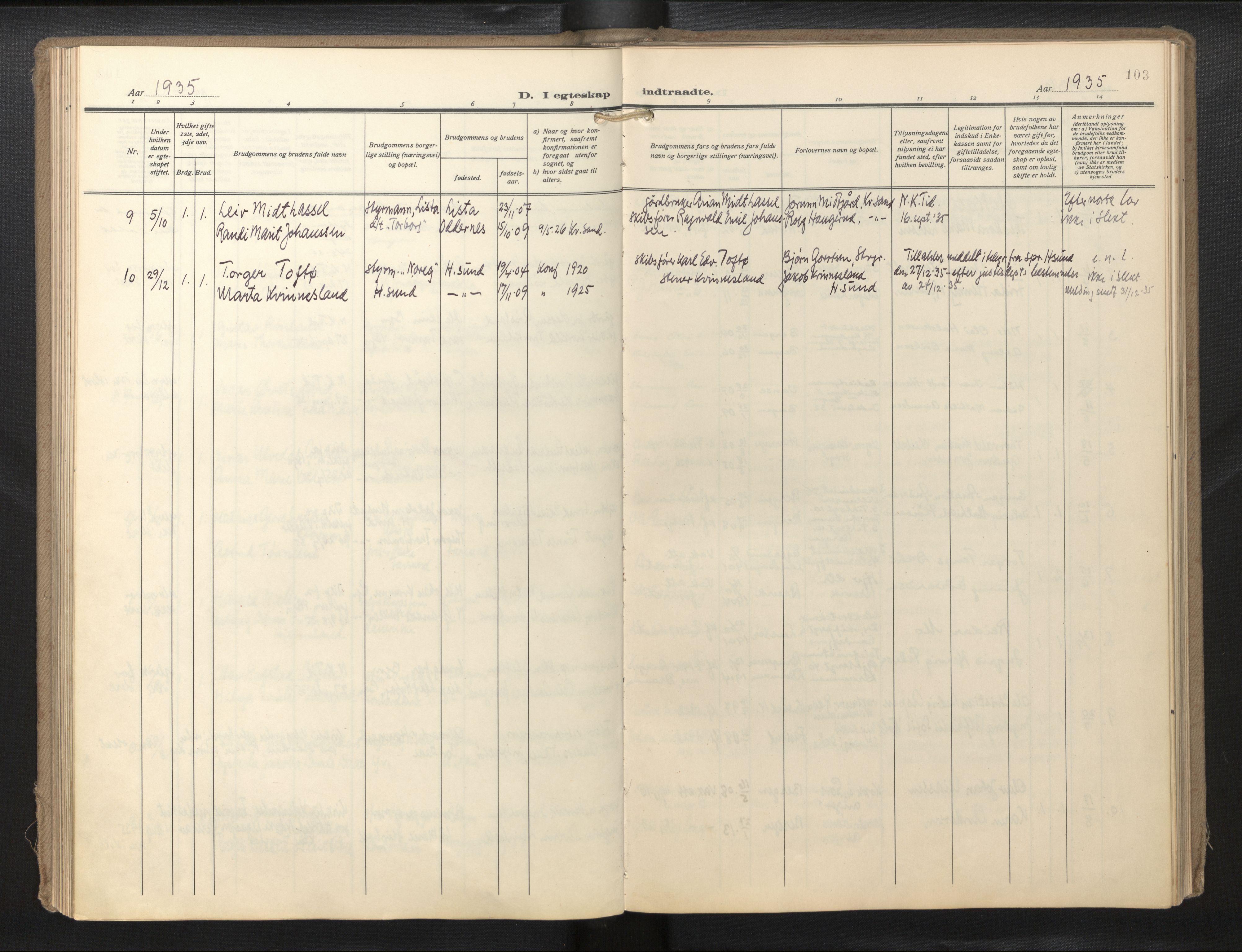 Den norske sjømannsmisjon i utlandet/Hollandske havner (Amsterdam-Rotterdam-Europort), SAB/SAB/PA-0106/H/Ha/Haa/L0004: Parish register (official) no. A 1, 1928-1956, p. 102b-103a