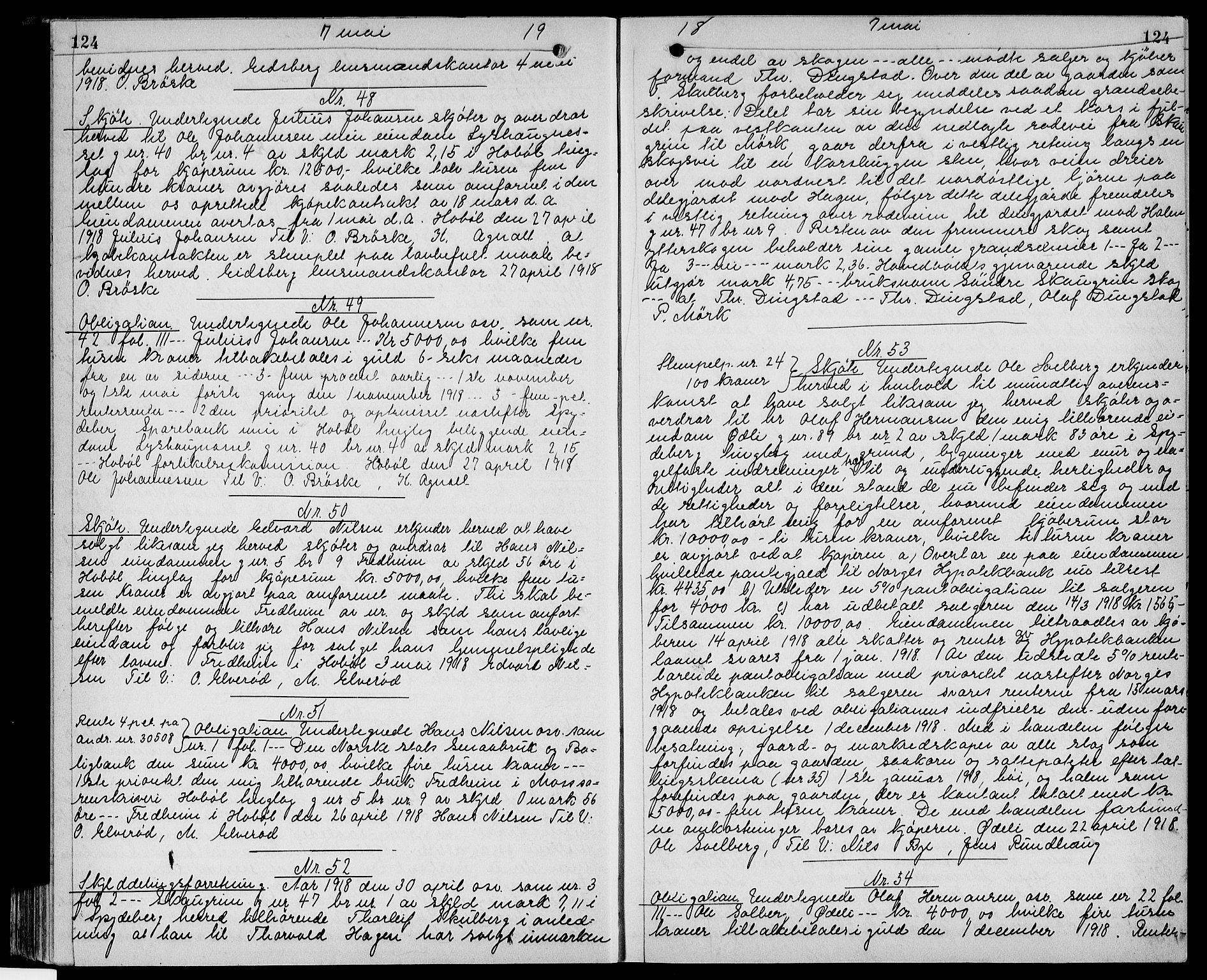 Moss sorenskriveri, AV/SAO-A-10168: Mortgage book no. 26a, 1917-1918, p. 124