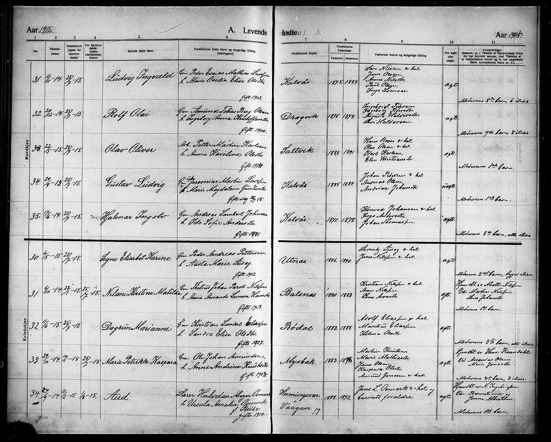 Ministerialprotokoller, klokkerbøker og fødselsregistre - Nordland, AV/SAT-A-1459/863/L0916: Parish register (copy) no. 863C06, 1907-1921