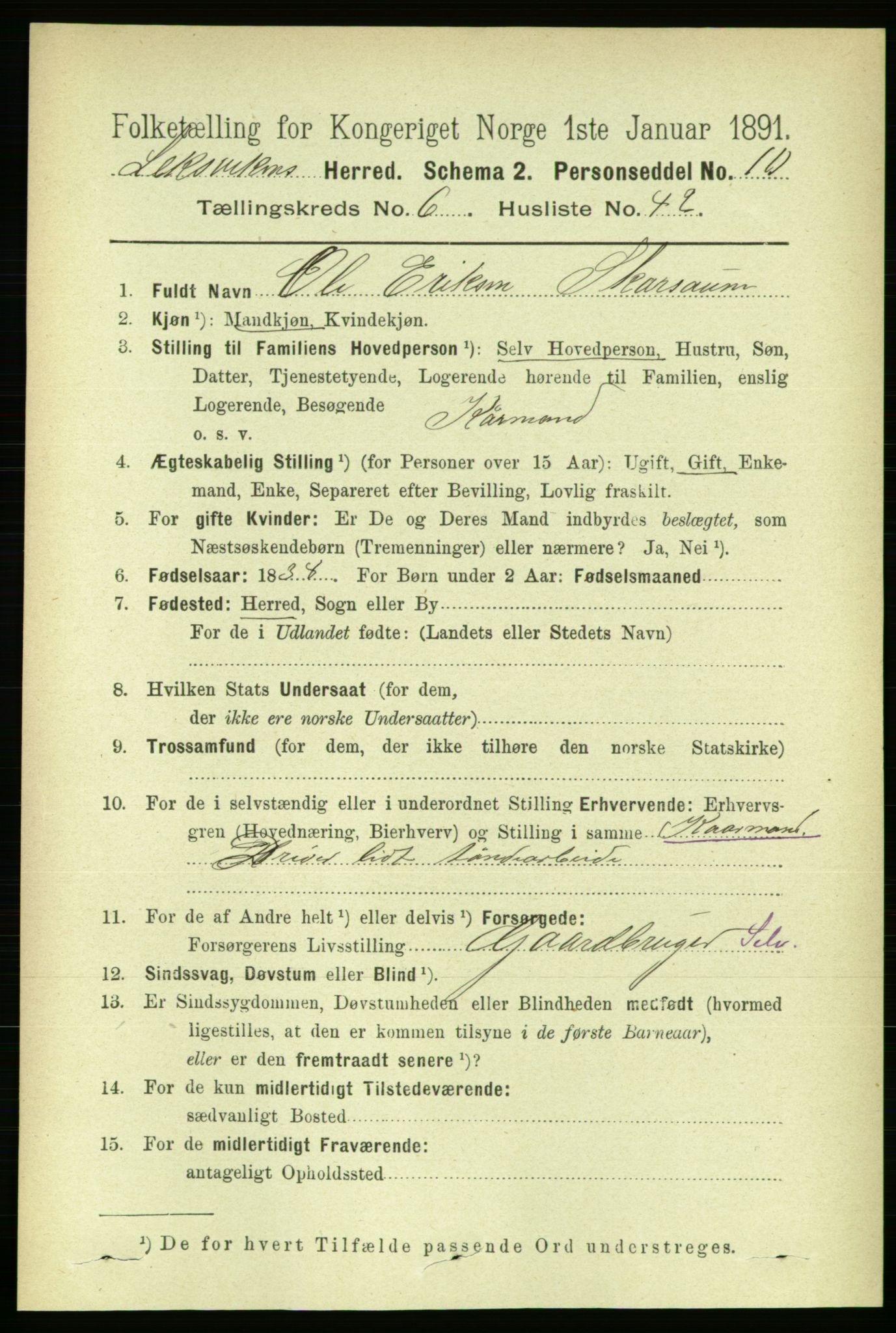 RA, 1891 census for 1718 Leksvik, 1891, p. 3496