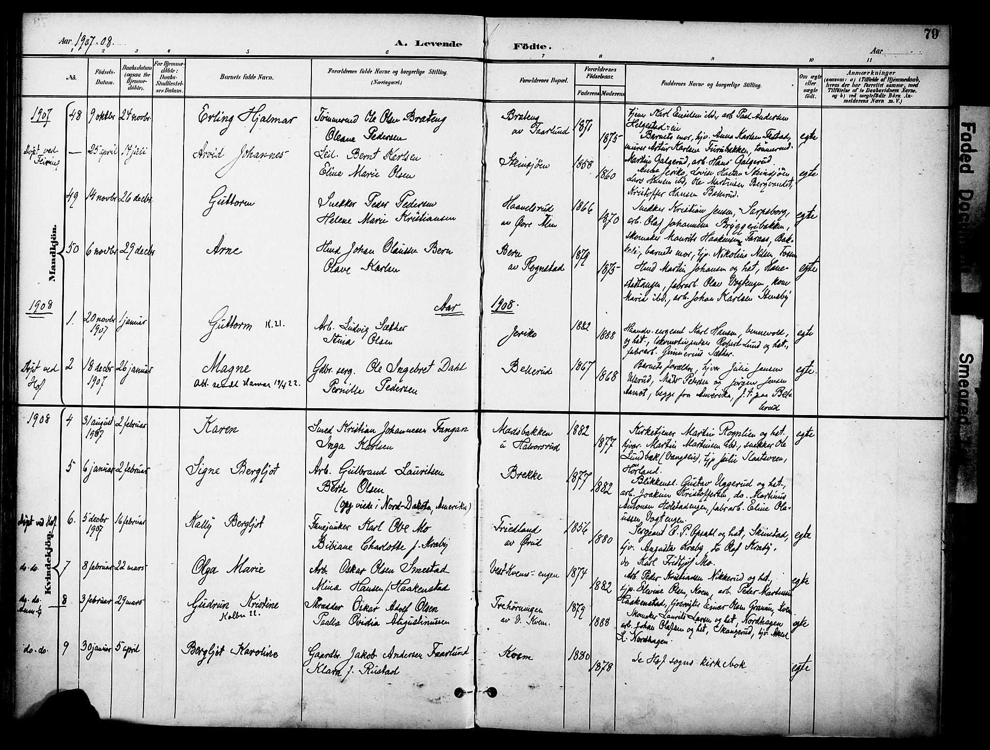 Østre Toten prestekontor, AV/SAH-PREST-104/H/Ha/Haa/L0009: Parish register (official) no. 9, 1897-1913, p. 79