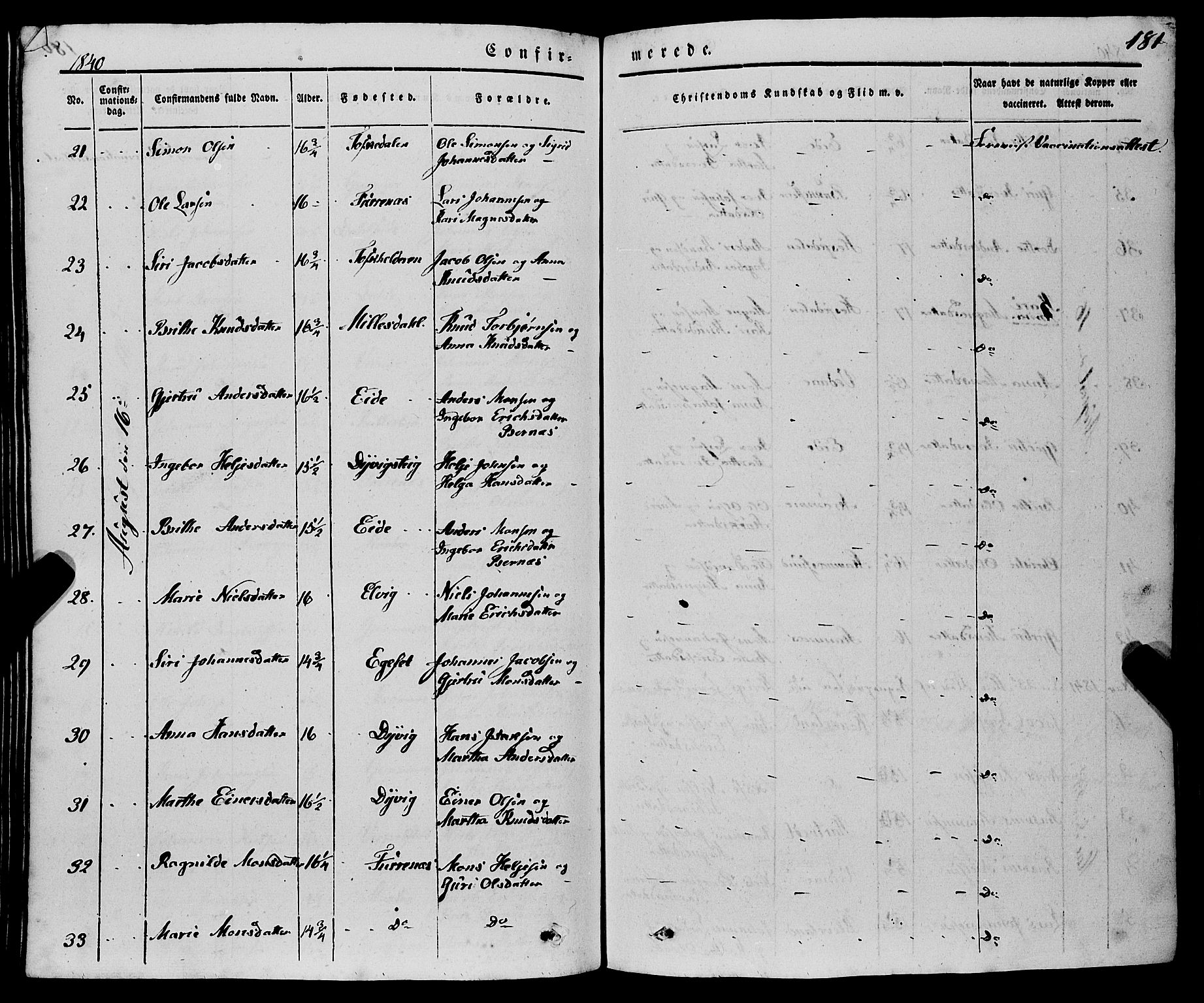 Haus sokneprestembete, AV/SAB-A-75601/H/Haa: Parish register (official) no. A 15, 1838-1847, p. 181