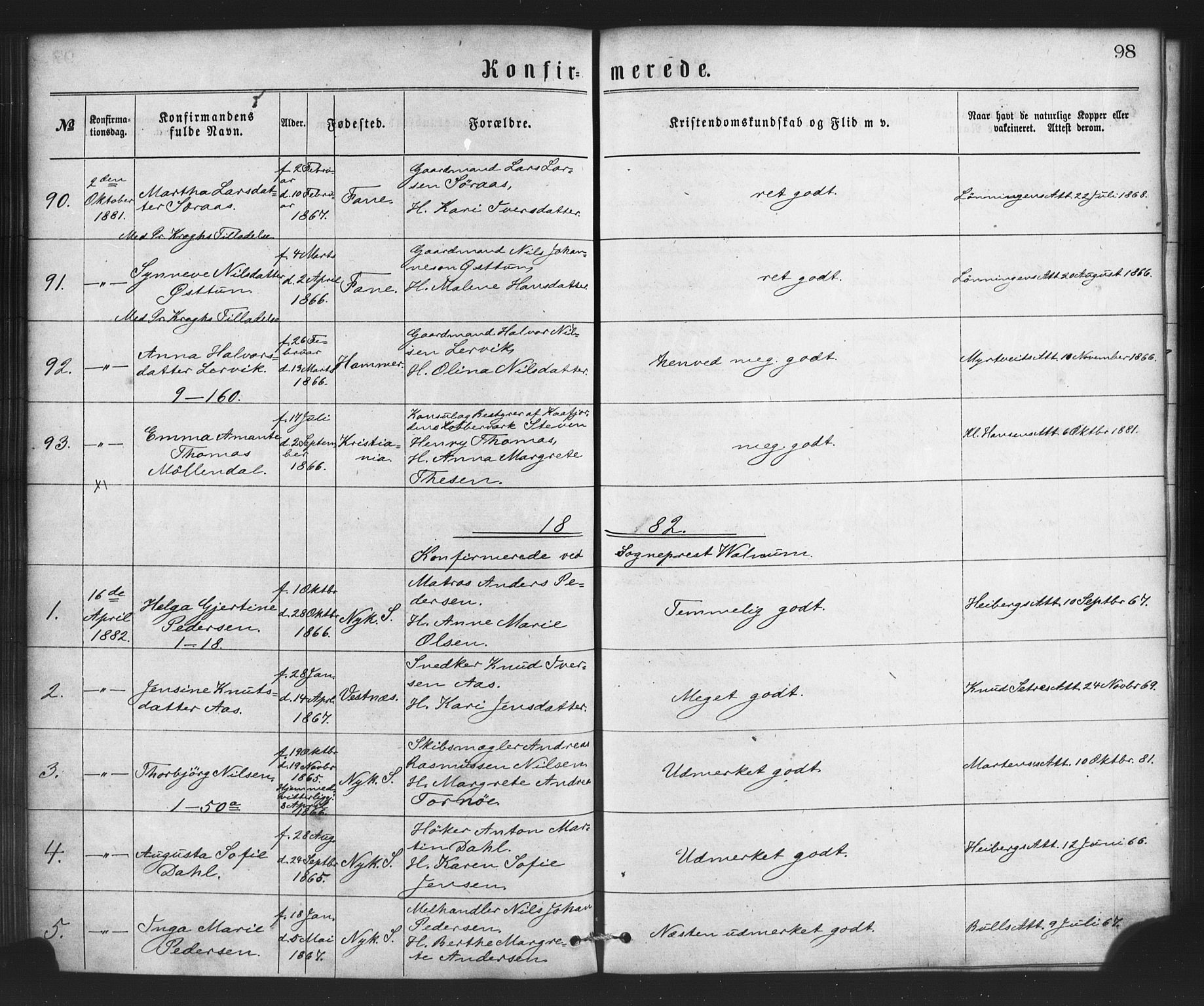Nykirken Sokneprestembete, SAB/A-77101/H/Haa/L0026: Parish register (official) no. C 5, 1870-1886, p. 98