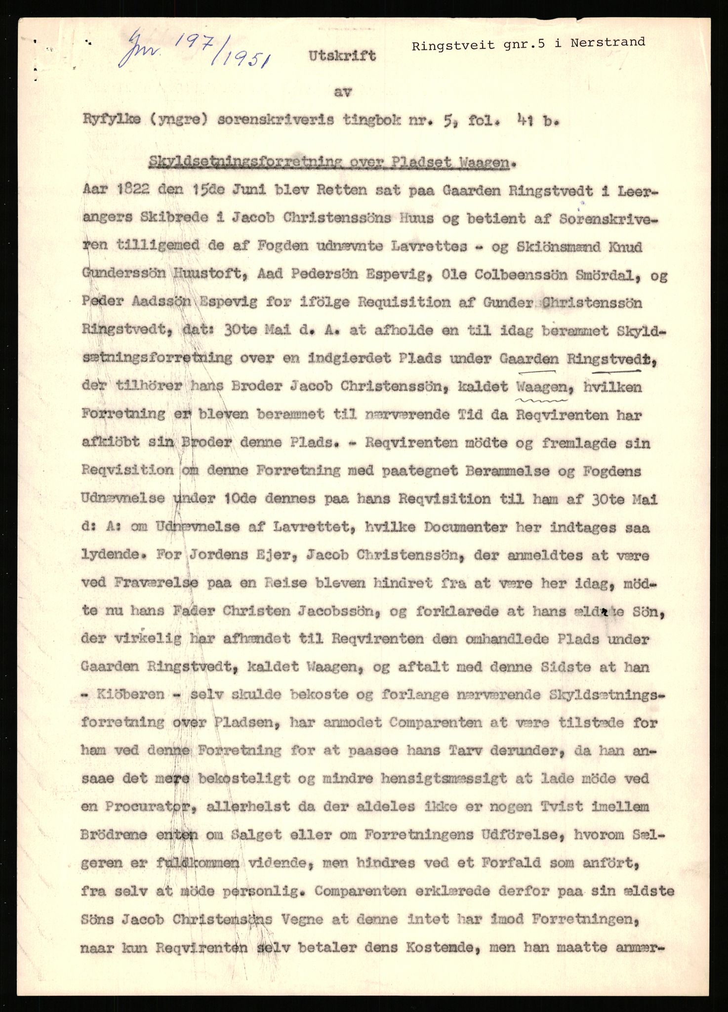 Statsarkivet i Stavanger, AV/SAST-A-101971/03/Y/Yj/L0068: Avskrifter sortert etter gårdsnavn: Refsnes - Risjell, 1750-1930, p. 551