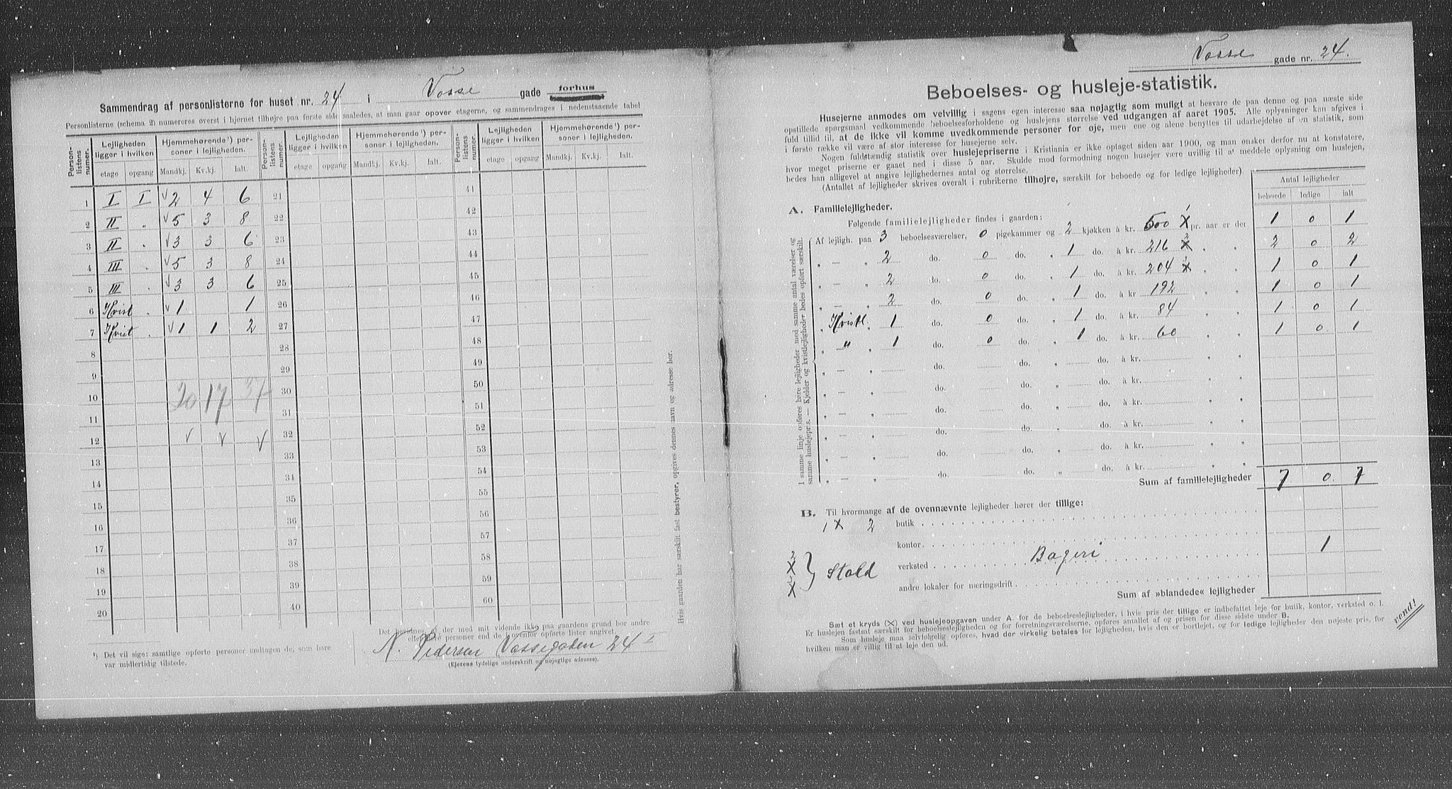 OBA, Municipal Census 1905 for Kristiania, 1905, p. 66162