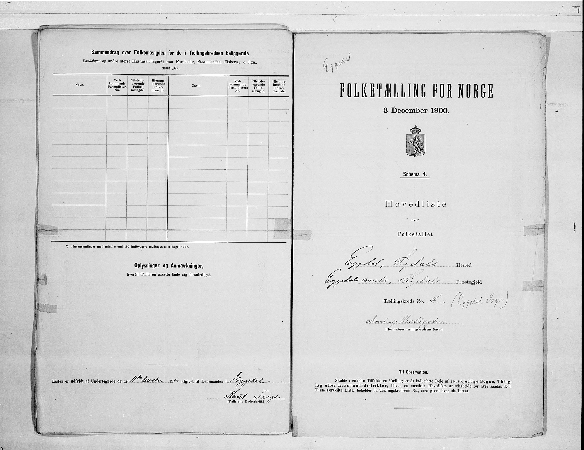 RA, 1900 census for Sigdal, 1900, p. 74