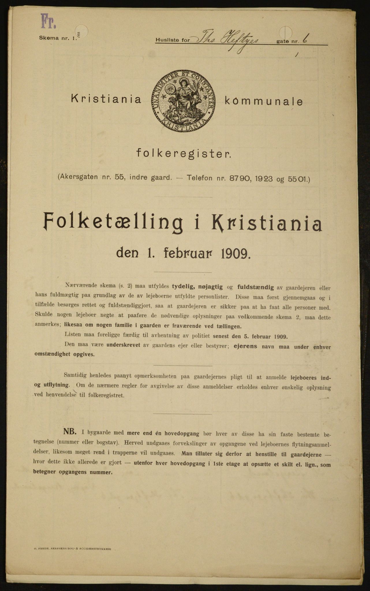 OBA, Municipal Census 1909 for Kristiania, 1909, p. 98658