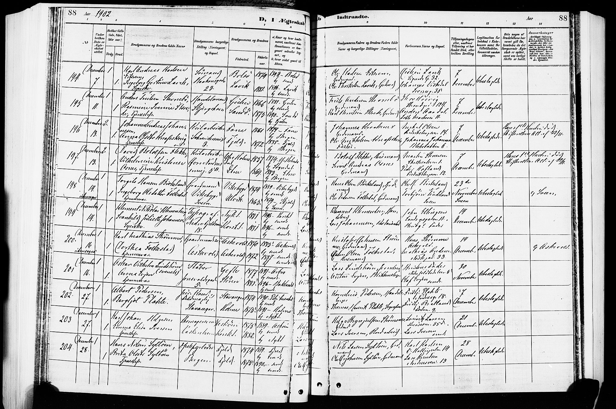 Nykirken Sokneprestembete, AV/SAB-A-77101/H/Hab: Parish register (copy) no. D 2, 1896-1905, p. 88