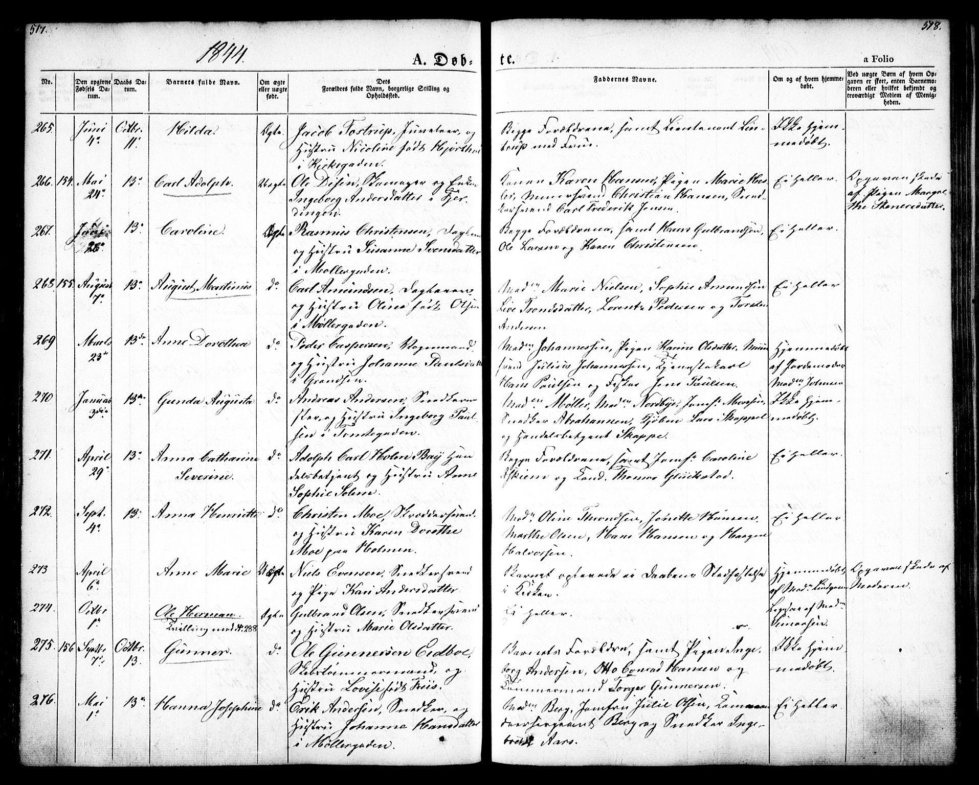 Oslo domkirke Kirkebøker, SAO/A-10752/F/Fa/L0012: Parish register (official) no. 12, 1837-1845, p. 517-518