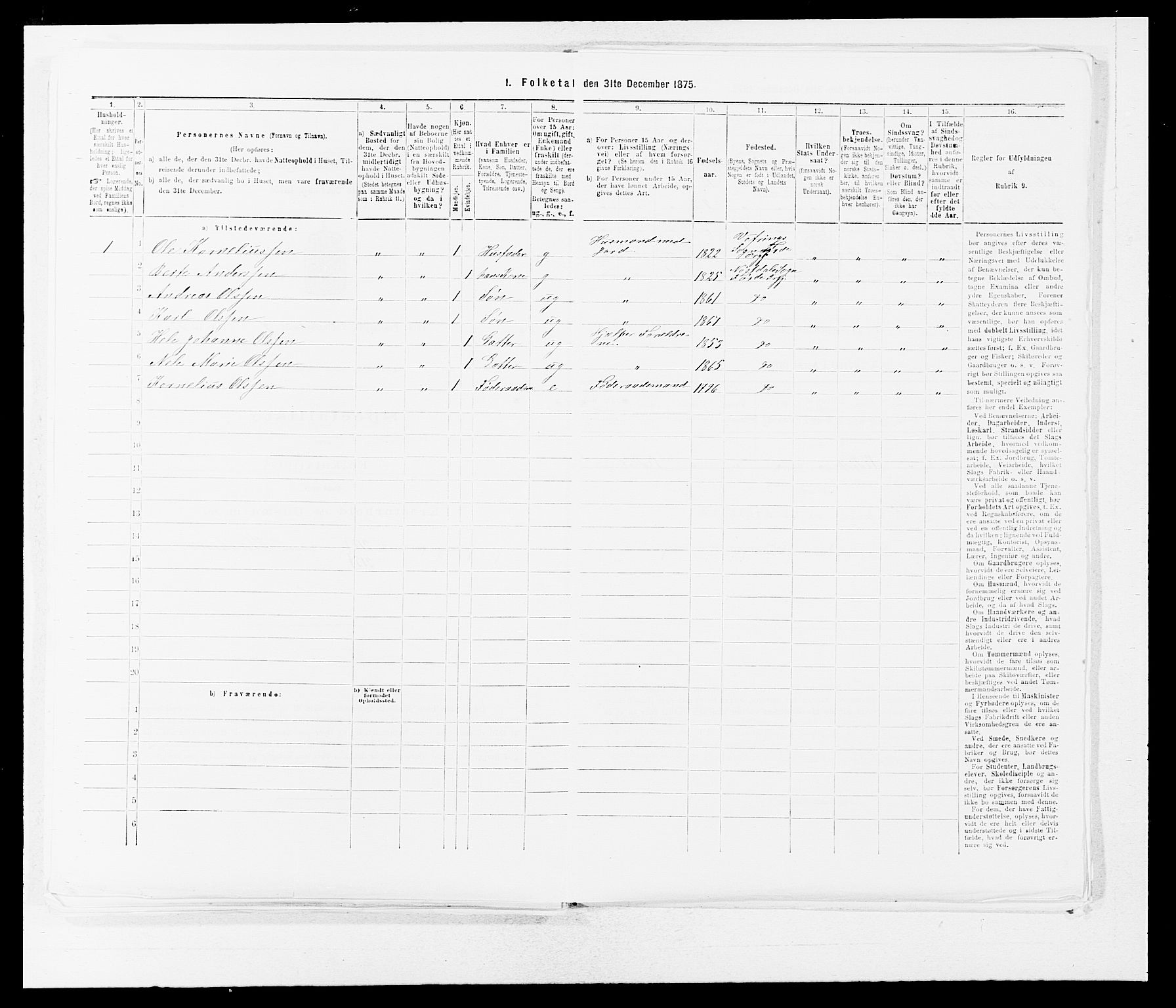 SAB, 1875 census for 1432P Førde, 1875, p. 1048