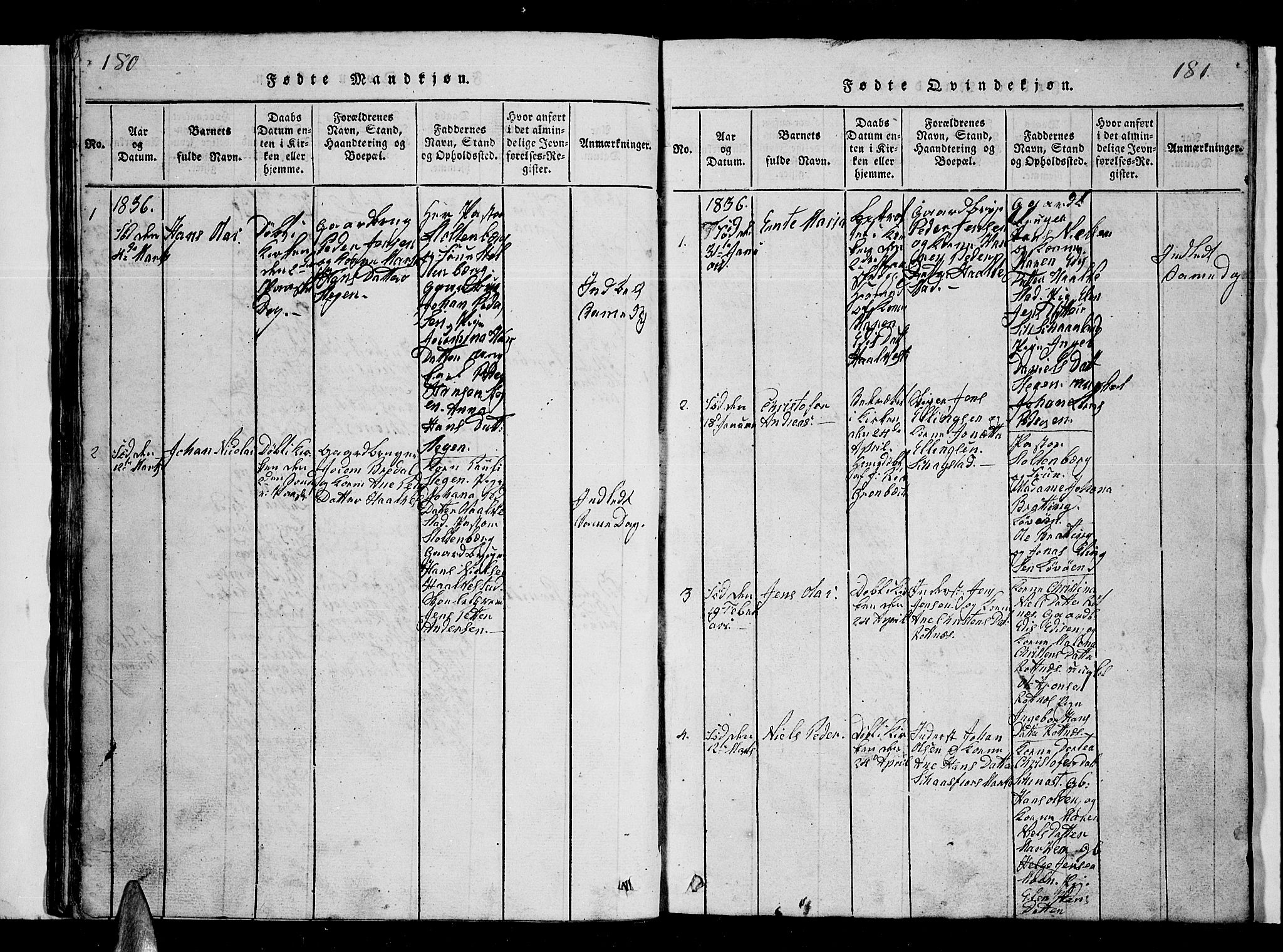 Ministerialprotokoller, klokkerbøker og fødselsregistre - Nordland, SAT/A-1459/855/L0812: Parish register (copy) no. 855C01, 1821-1838, p. 180-181