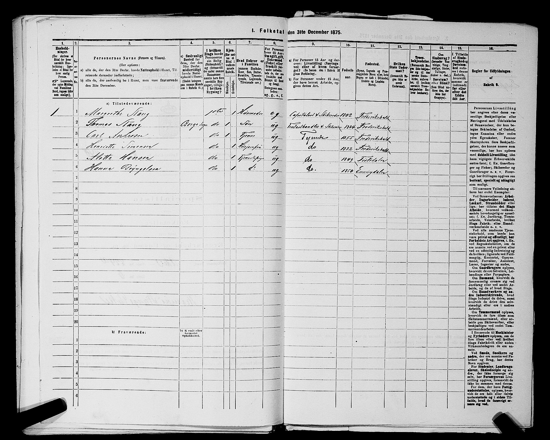 RA, 1875 census for 0101P Fredrikshald, 1875, p. 573