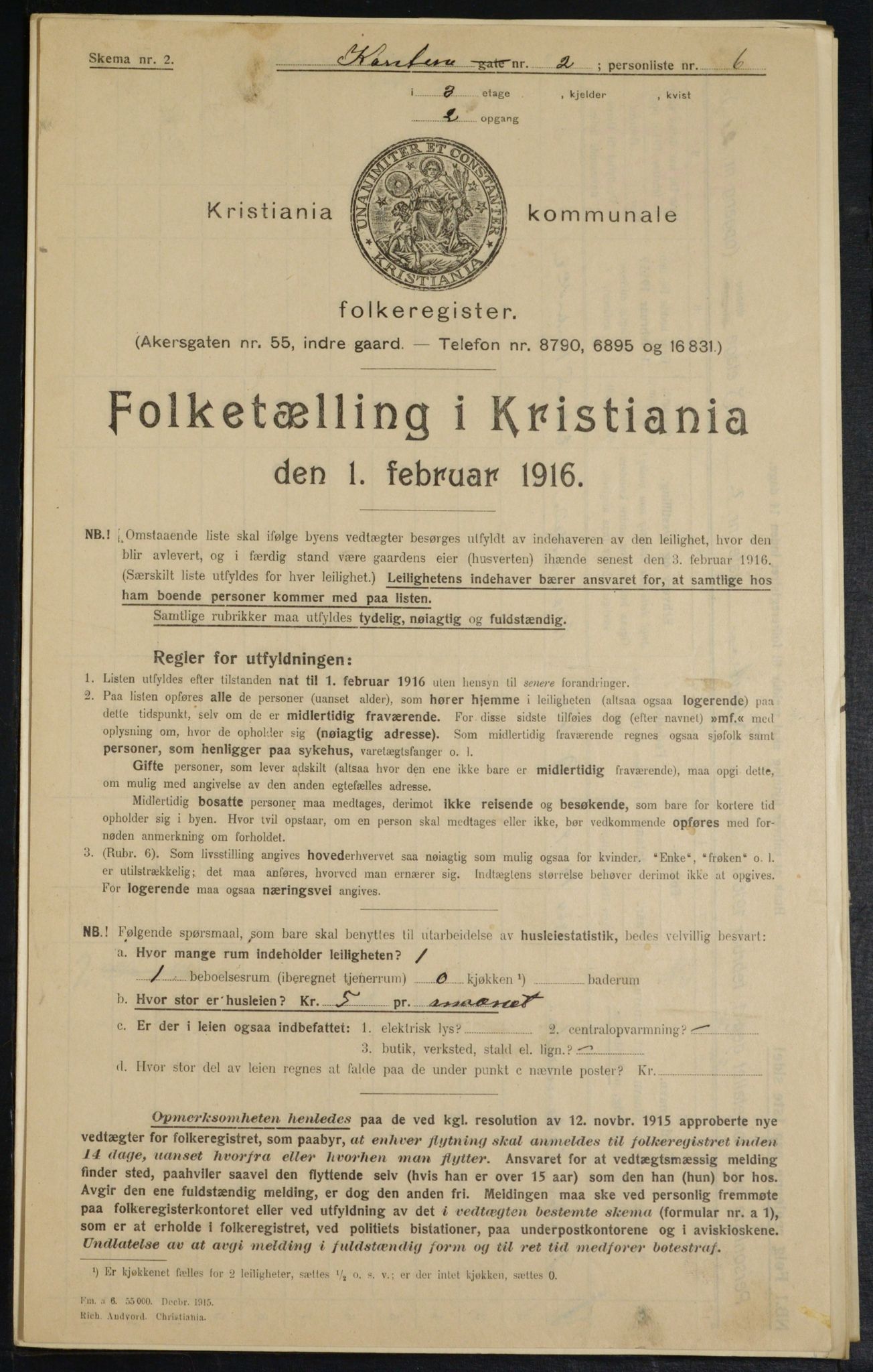OBA, Municipal Census 1916 for Kristiania, 1916, p. 49199