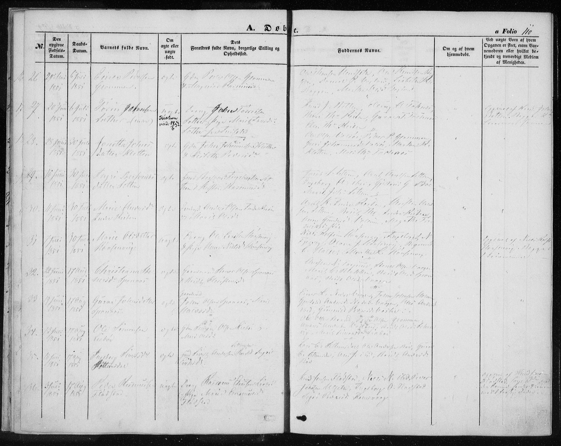 Ministerialprotokoller, klokkerbøker og fødselsregistre - Møre og Romsdal, AV/SAT-A-1454/576/L0883: Parish register (official) no. 576A01, 1849-1865, p. 110