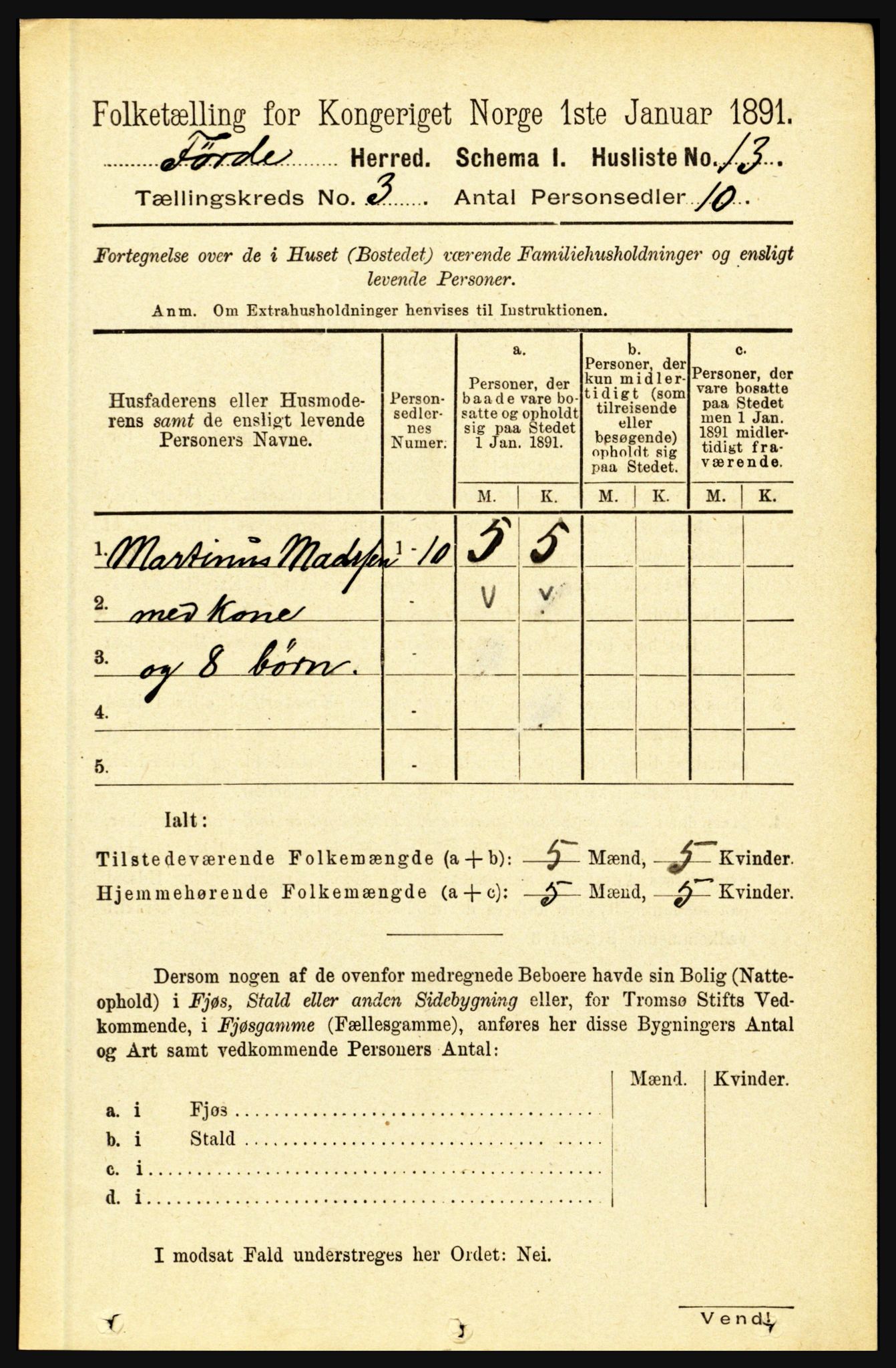 RA, 1891 census for 1432 Førde, 1891, p. 820