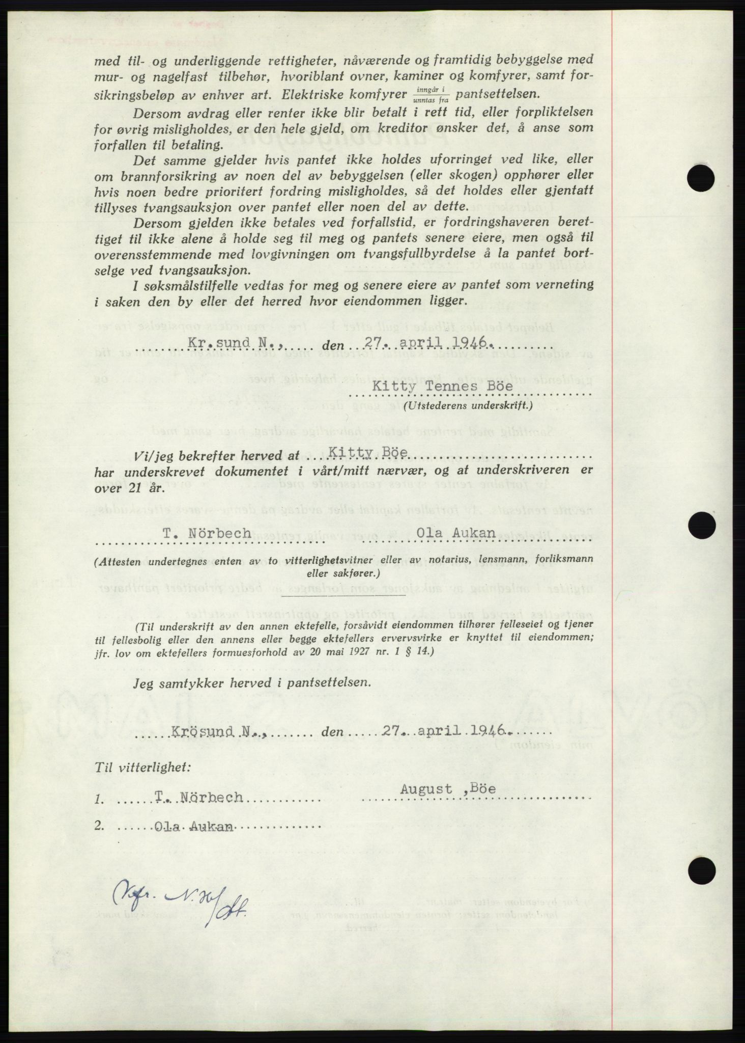 Nordmøre sorenskriveri, AV/SAT-A-4132/1/2/2Ca: Mortgage book no. B94, 1946-1946, Diary no: : 725/1946