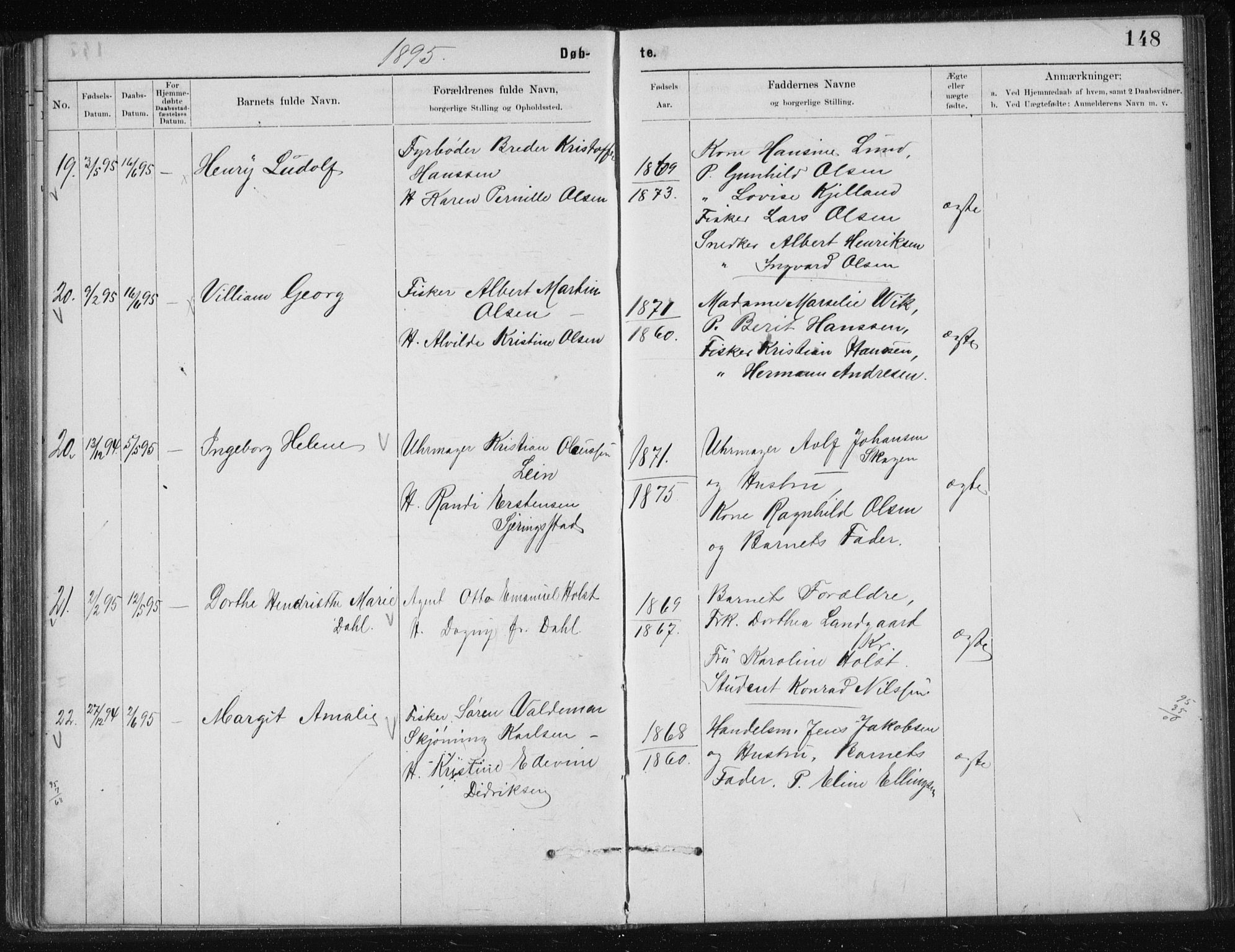 Ministerialprotokoller, klokkerbøker og fødselsregistre - Nordland, SAT/A-1459/801/L0032: Parish register (copy) no. 801C07, 1889-1897, p. 148
