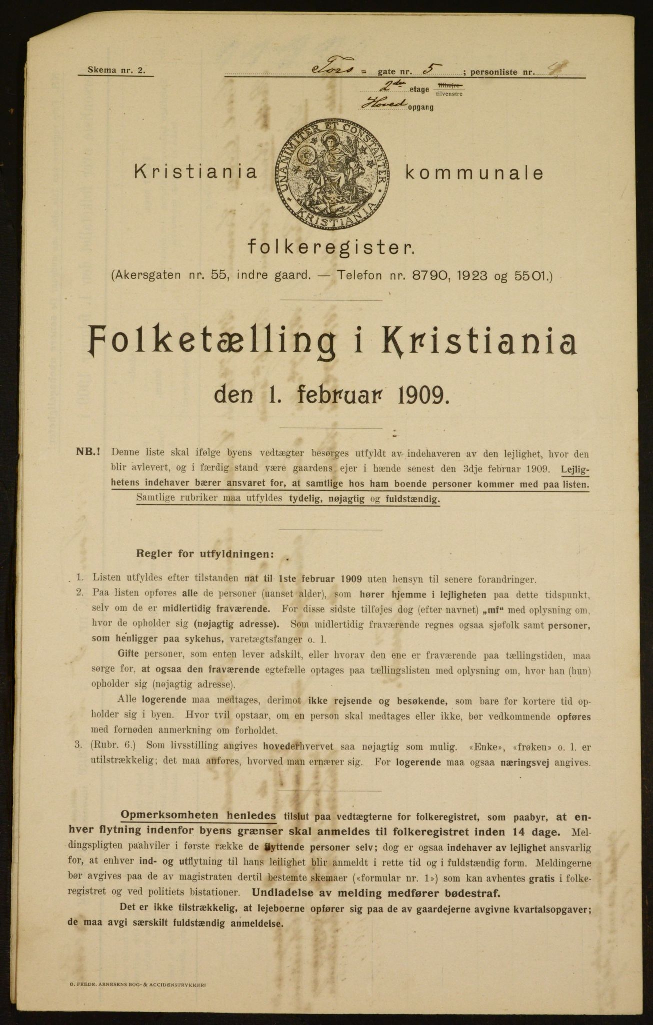 OBA, Municipal Census 1909 for Kristiania, 1909, p. 103786