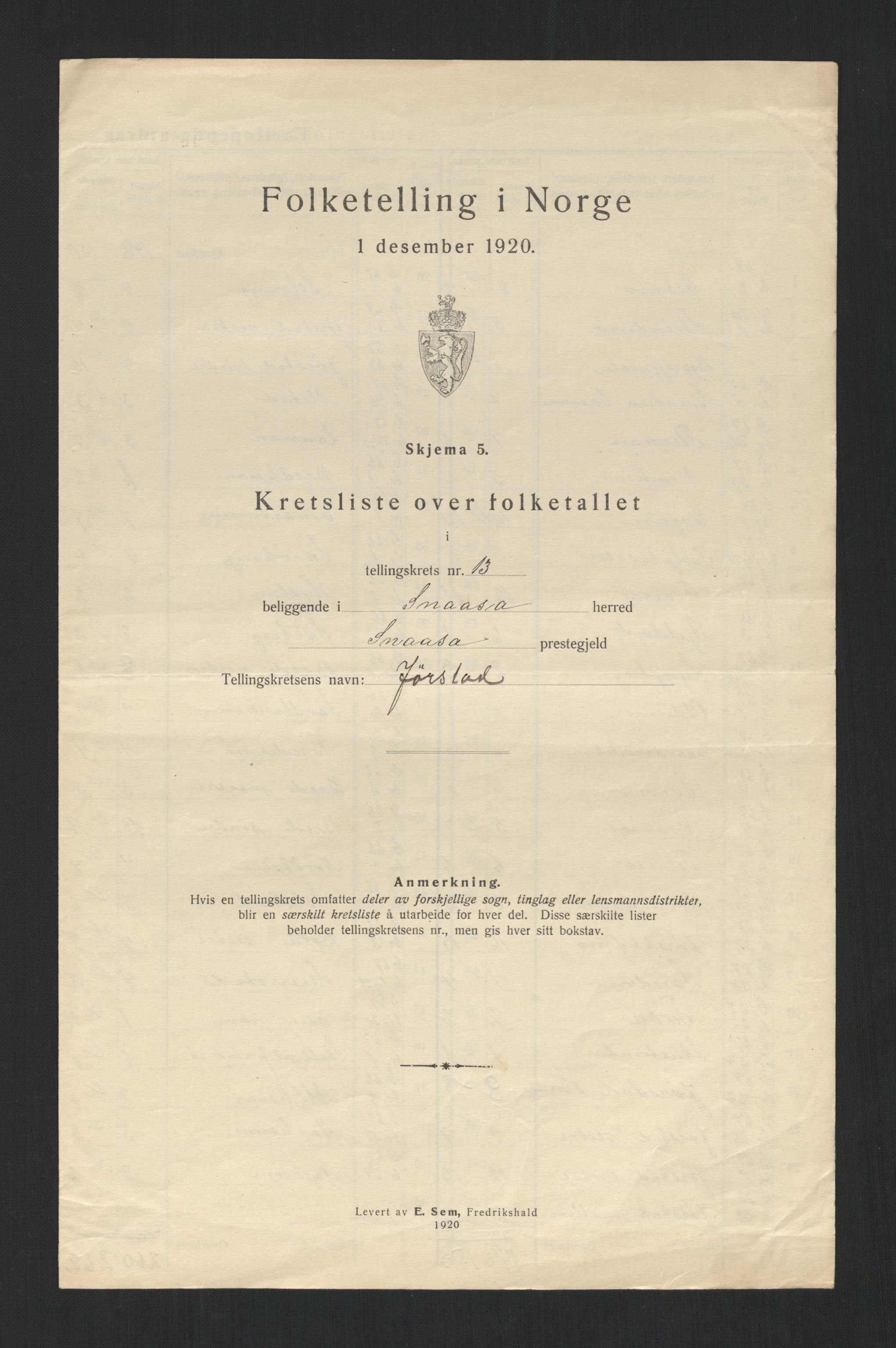 SAT, 1920 census for Snåsa, 1920, p. 51