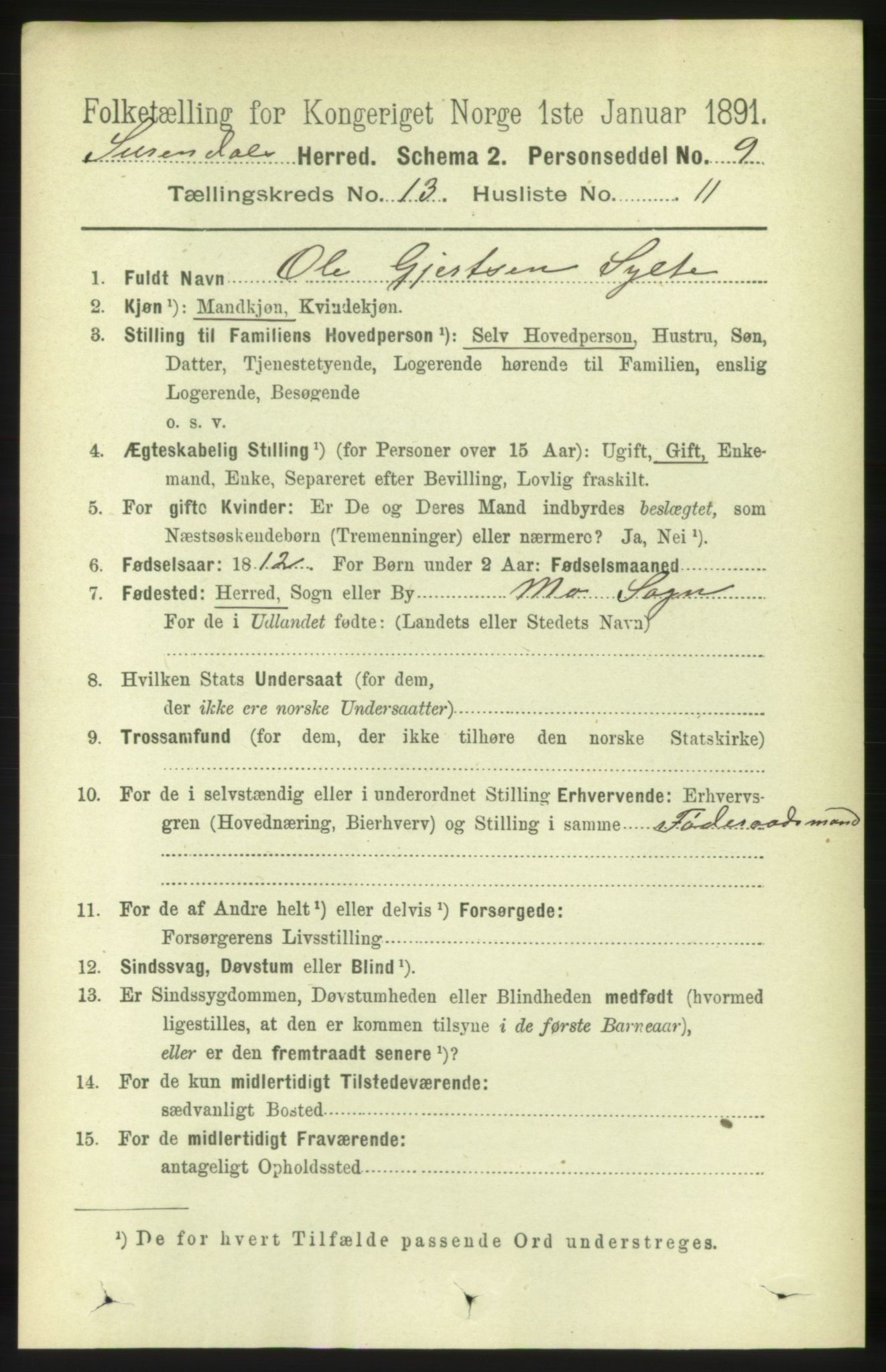 RA, 1891 census for 1566 Surnadal, 1891, p. 3238