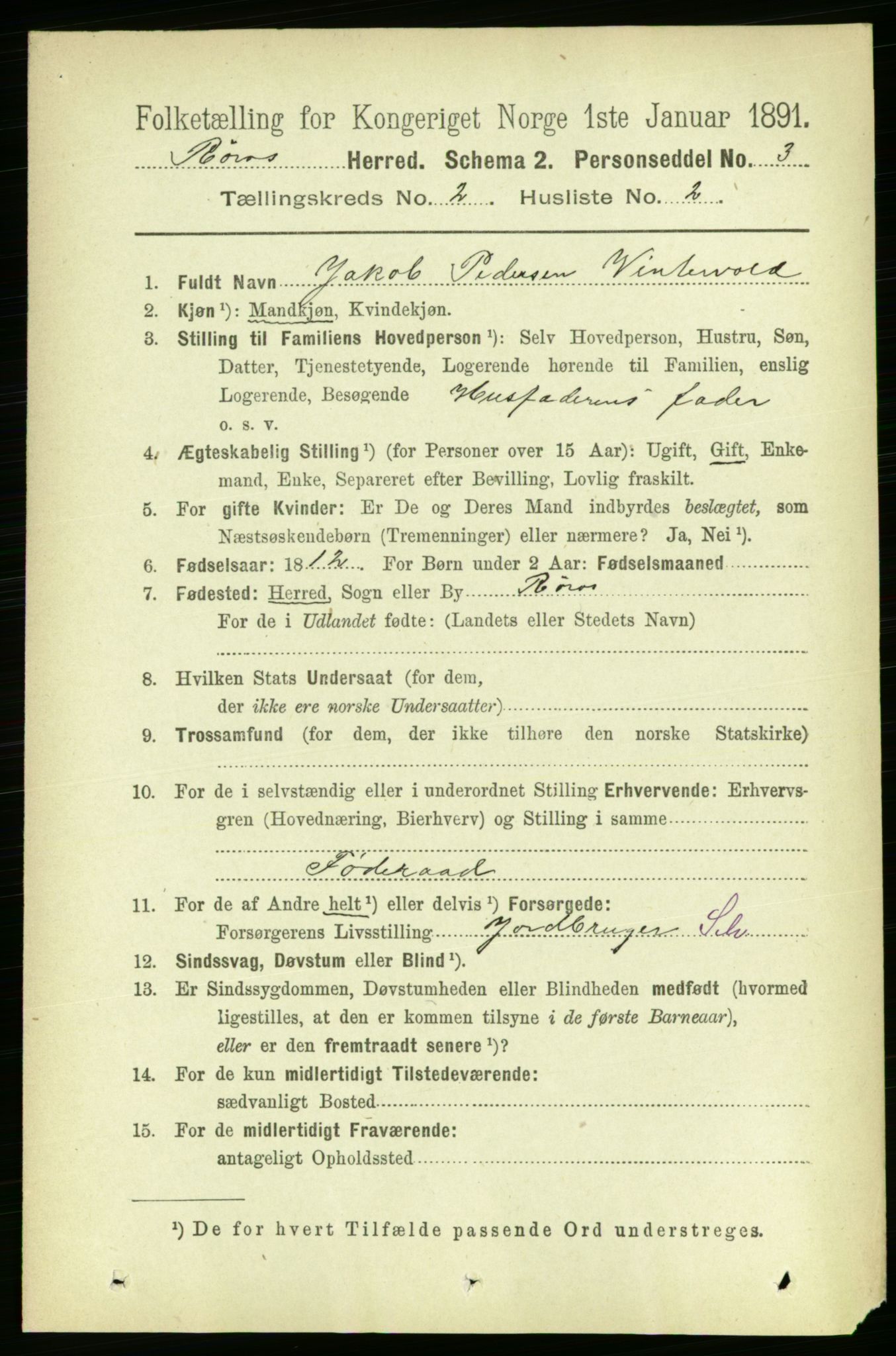 RA, 1891 census for 1640 Røros, 1891, p. 270