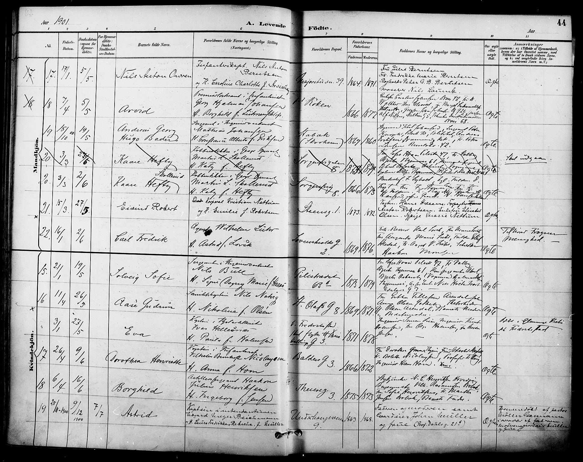 Garnisonsmenigheten Kirkebøker, SAO/A-10846/F/Fa/L0013: Parish register (official) no. 13, 1894-1904, p. 44