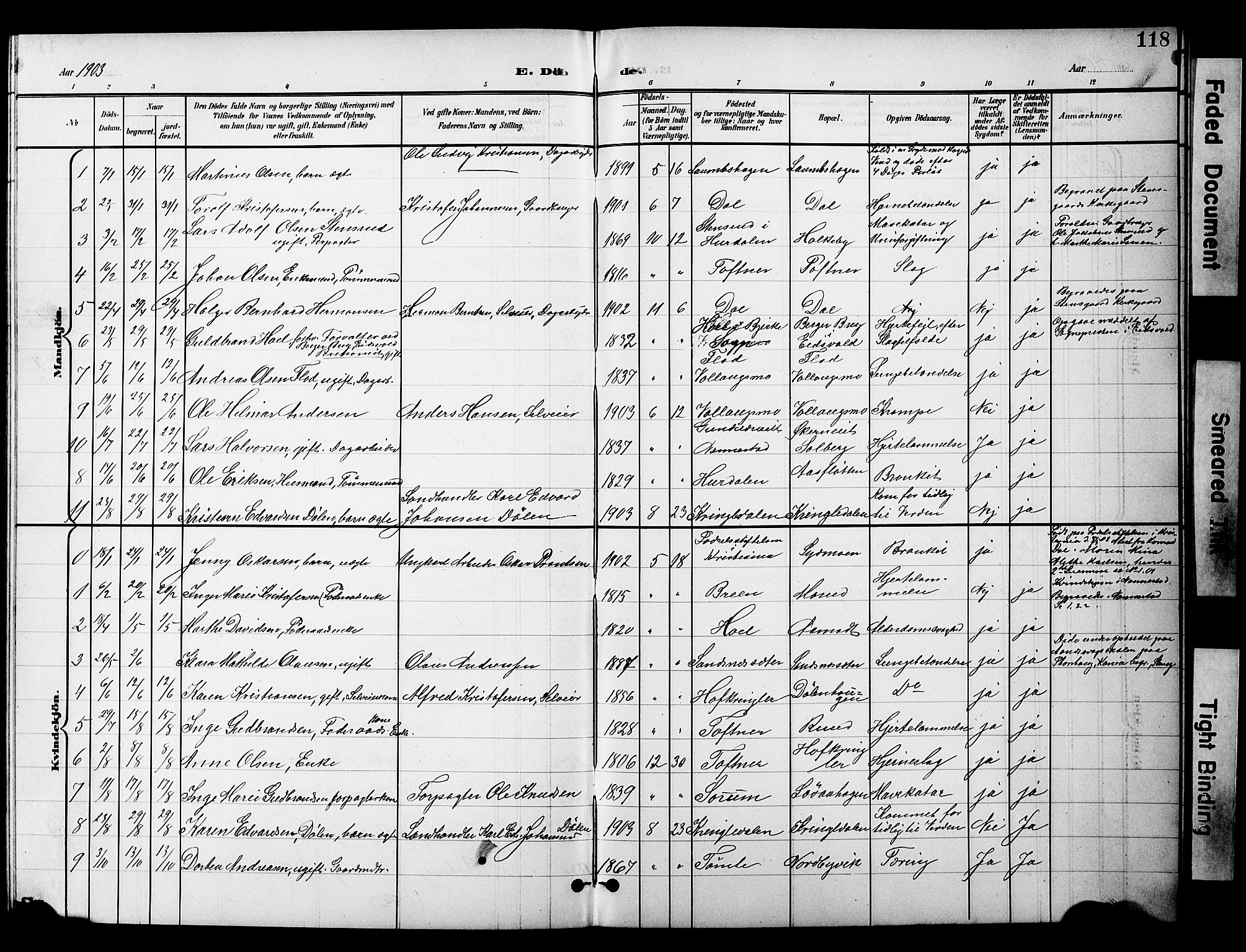 Nannestad prestekontor Kirkebøker, SAO/A-10414a/G/Gc/L0001: Parish register (copy) no. III 1, 1901-1916, p. 118
