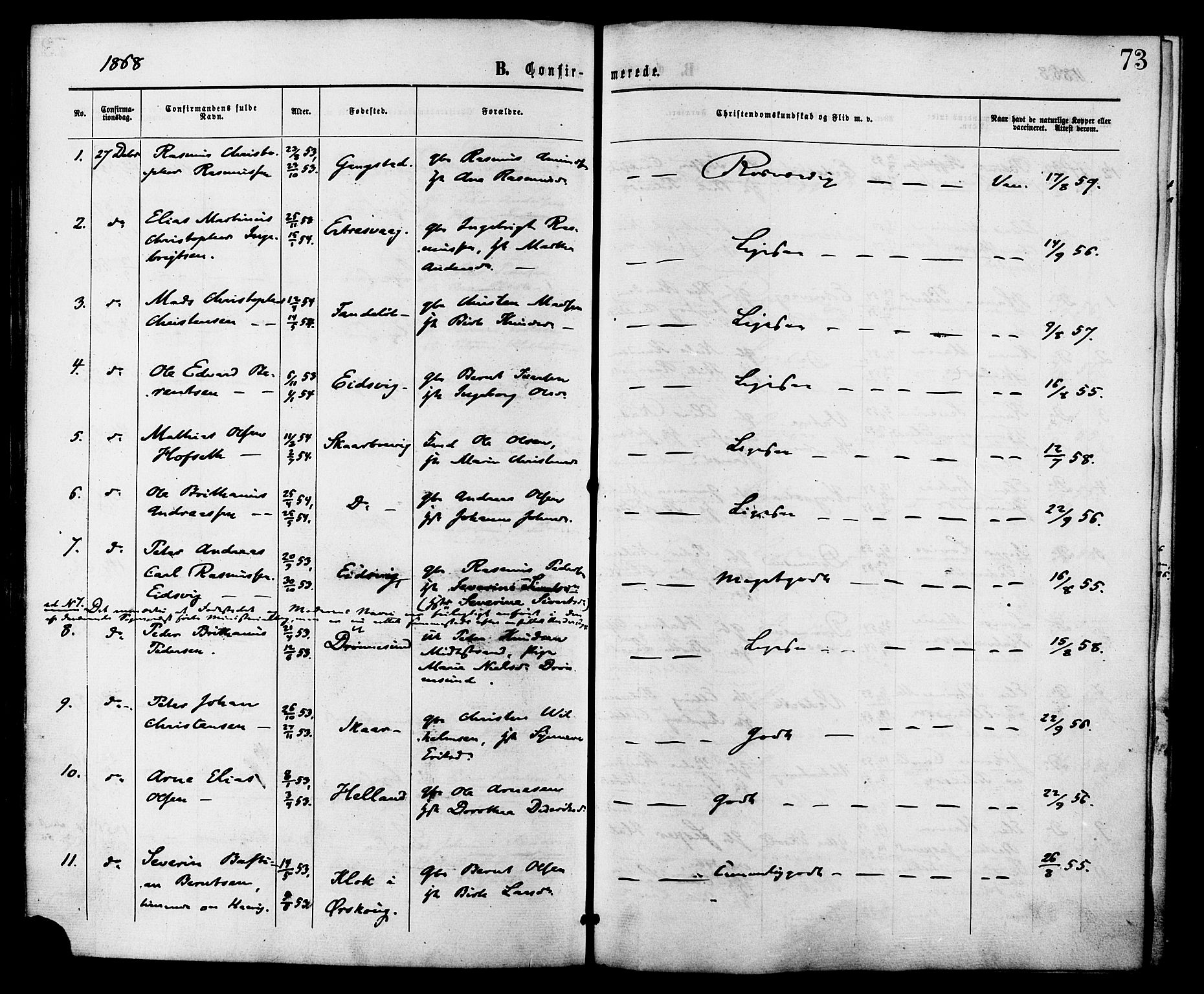 Ministerialprotokoller, klokkerbøker og fødselsregistre - Møre og Romsdal, AV/SAT-A-1454/525/L0373: Parish register (official) no. 525A03, 1864-1879, p. 73