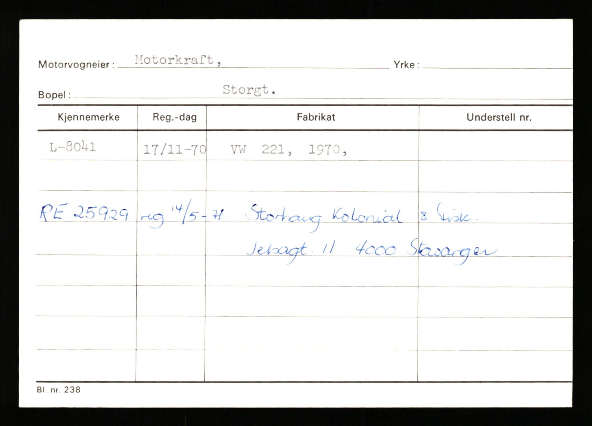 Stavanger trafikkstasjon, AV/SAST-A-101942/0/G/L0002: Registreringsnummer: 5791 - 10405, 1930-1971, p. 1167