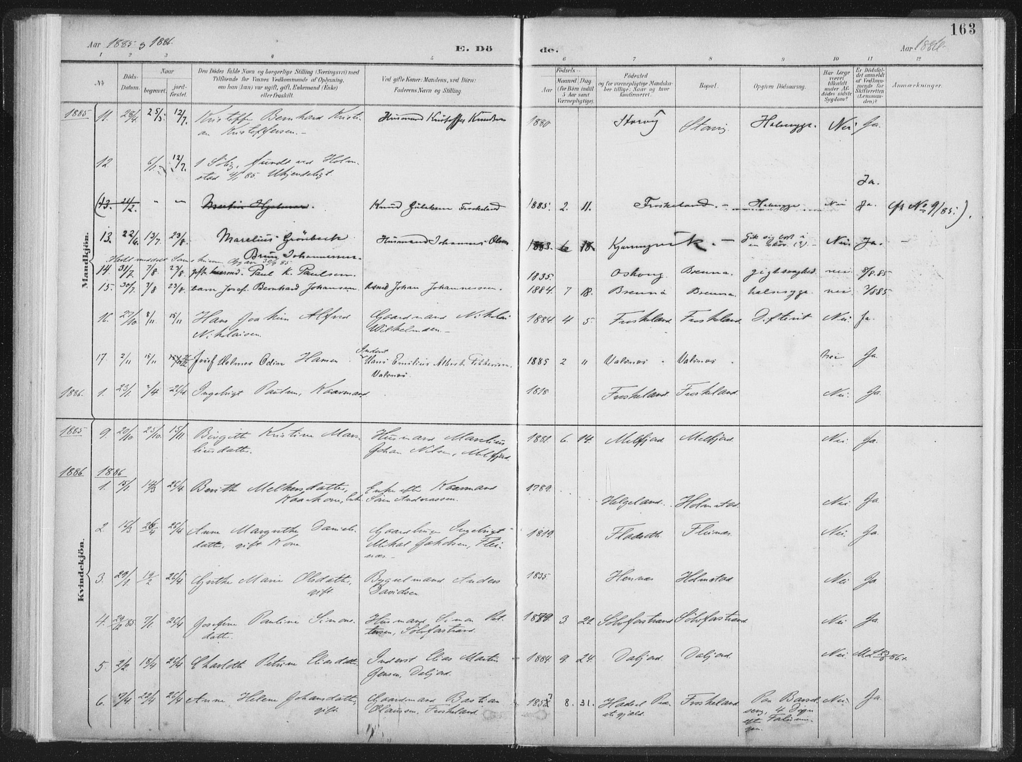 Ministerialprotokoller, klokkerbøker og fødselsregistre - Nordland, SAT/A-1459/890/L1286: Parish register (official) no. 890A01, 1882-1902, p. 163