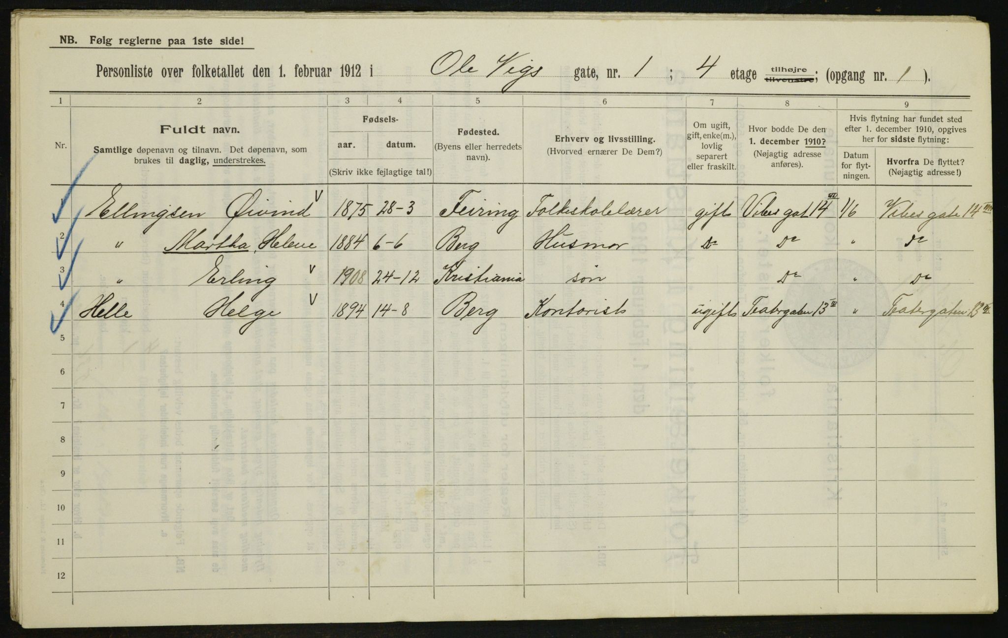 OBA, Municipal Census 1912 for Kristiania, 1912, p. 76037