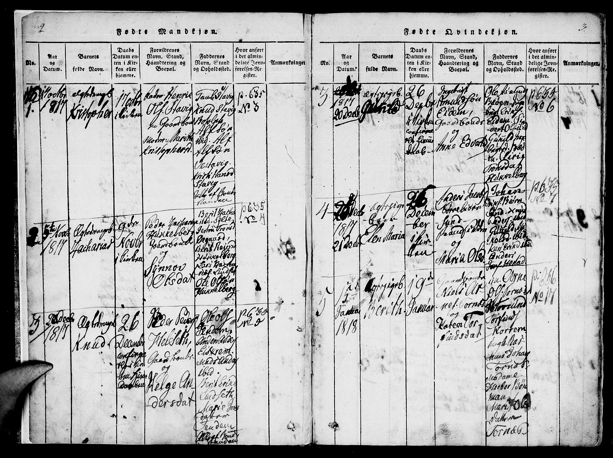 Ministerialprotokoller, klokkerbøker og fødselsregistre - Møre og Romsdal, AV/SAT-A-1454/565/L0747: Parish register (official) no. 565A01, 1817-1844, p. 2-3