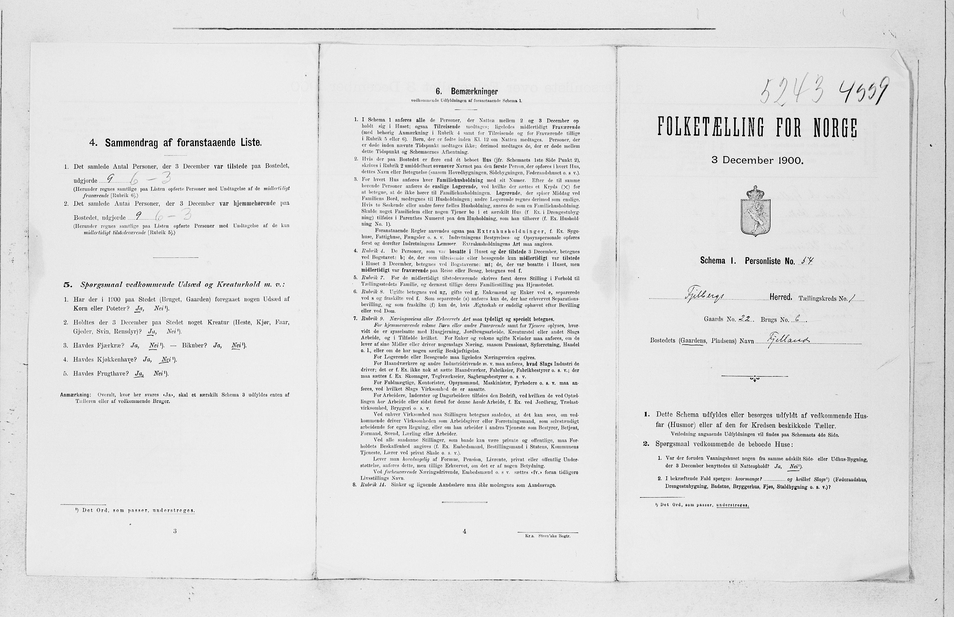 SAB, 1900 census for Fjelberg, 1900, p. 34