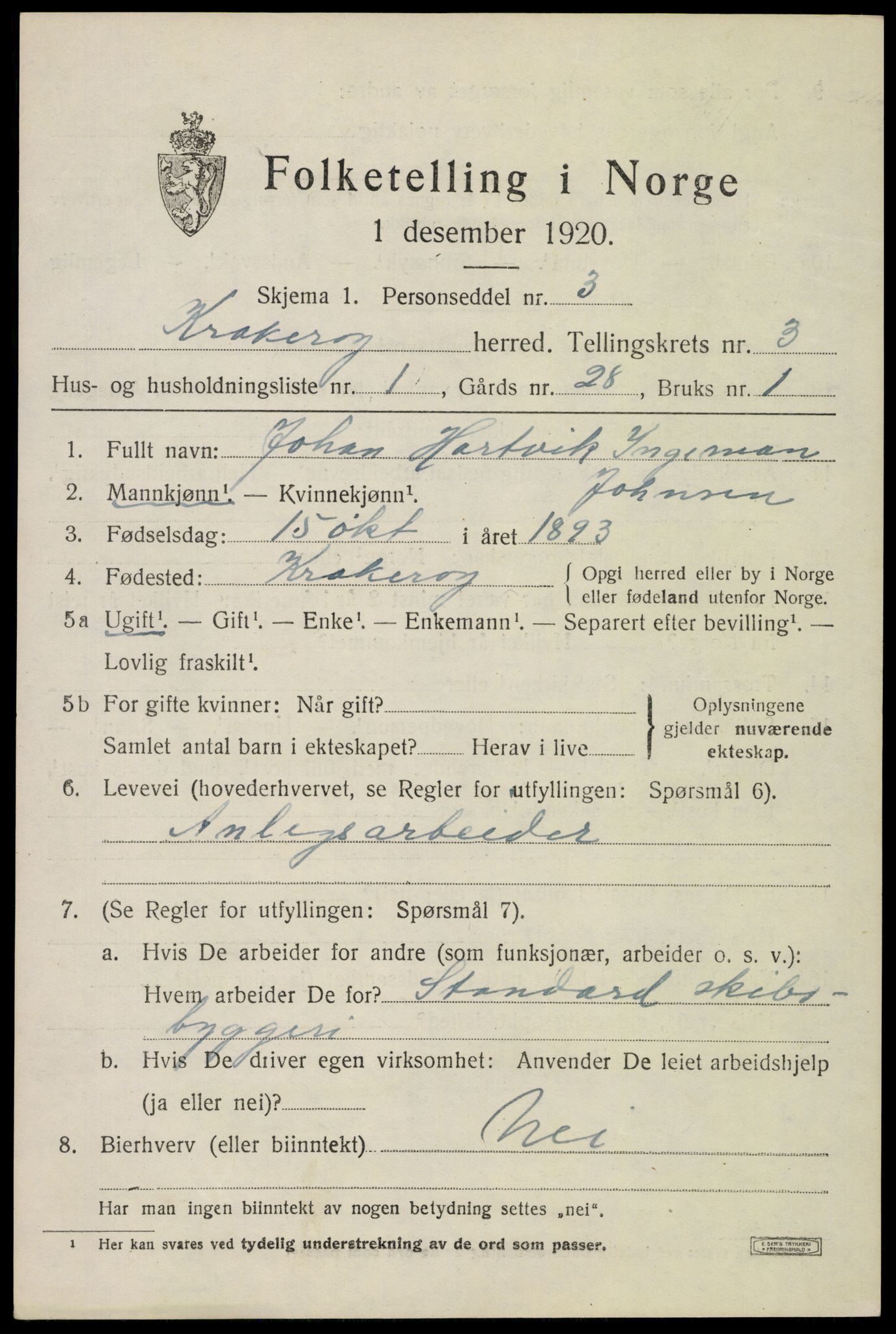 SAO, 1920 census for Kråkerøy, 1920, p. 4338