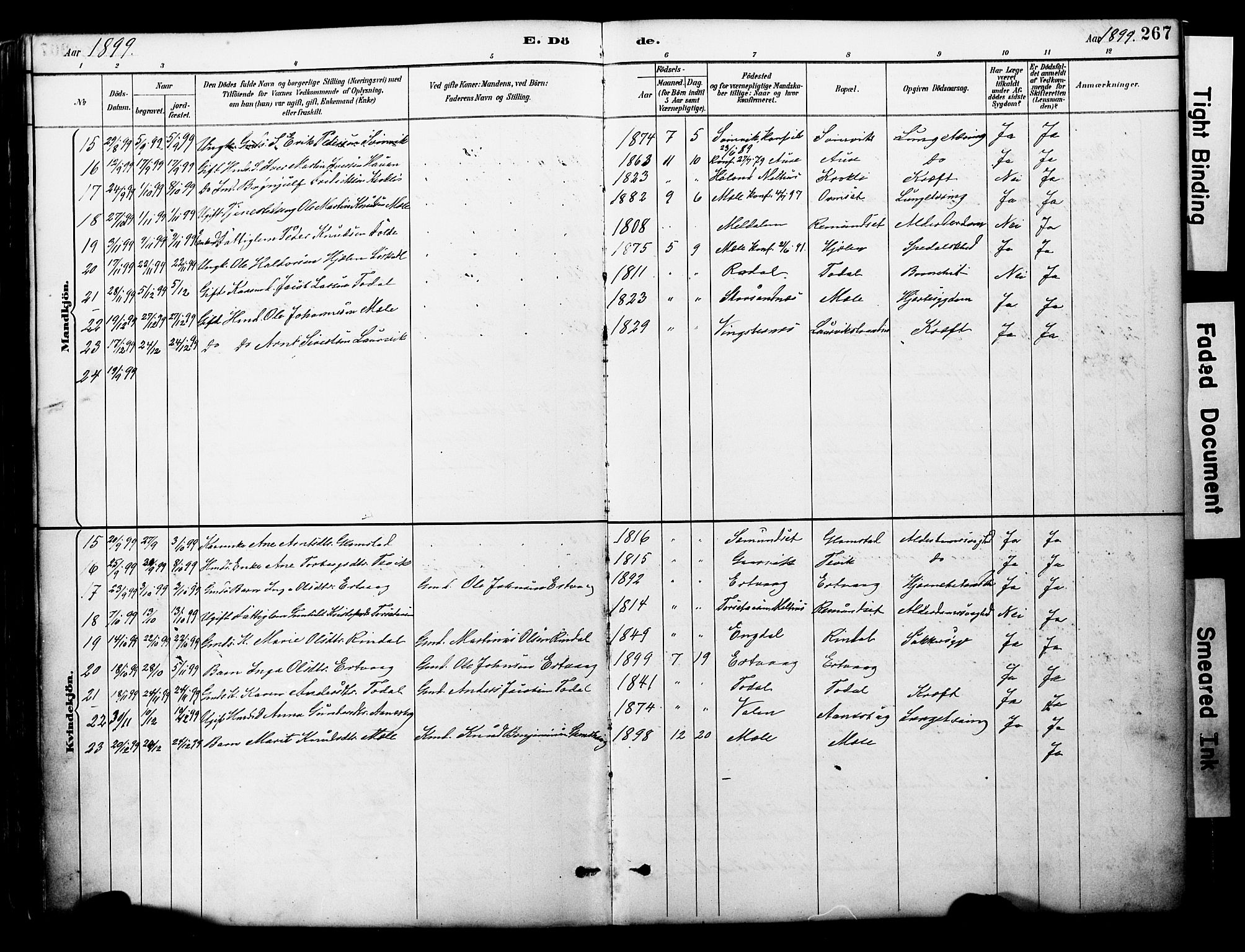 Ministerialprotokoller, klokkerbøker og fødselsregistre - Møre og Romsdal, AV/SAT-A-1454/578/L0907: Parish register (official) no. 578A06, 1887-1904, p. 267