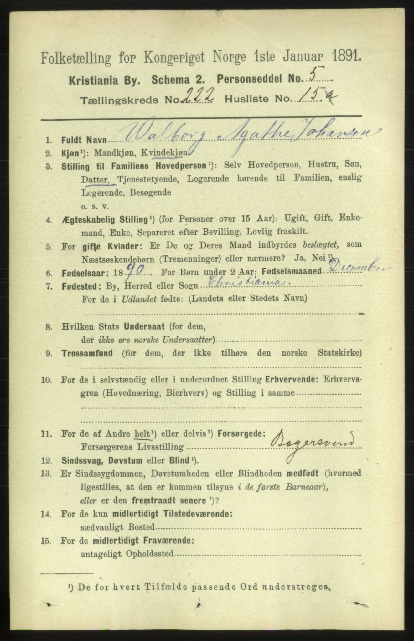 RA, 1891 census for 0301 Kristiania, 1891, p. 133612