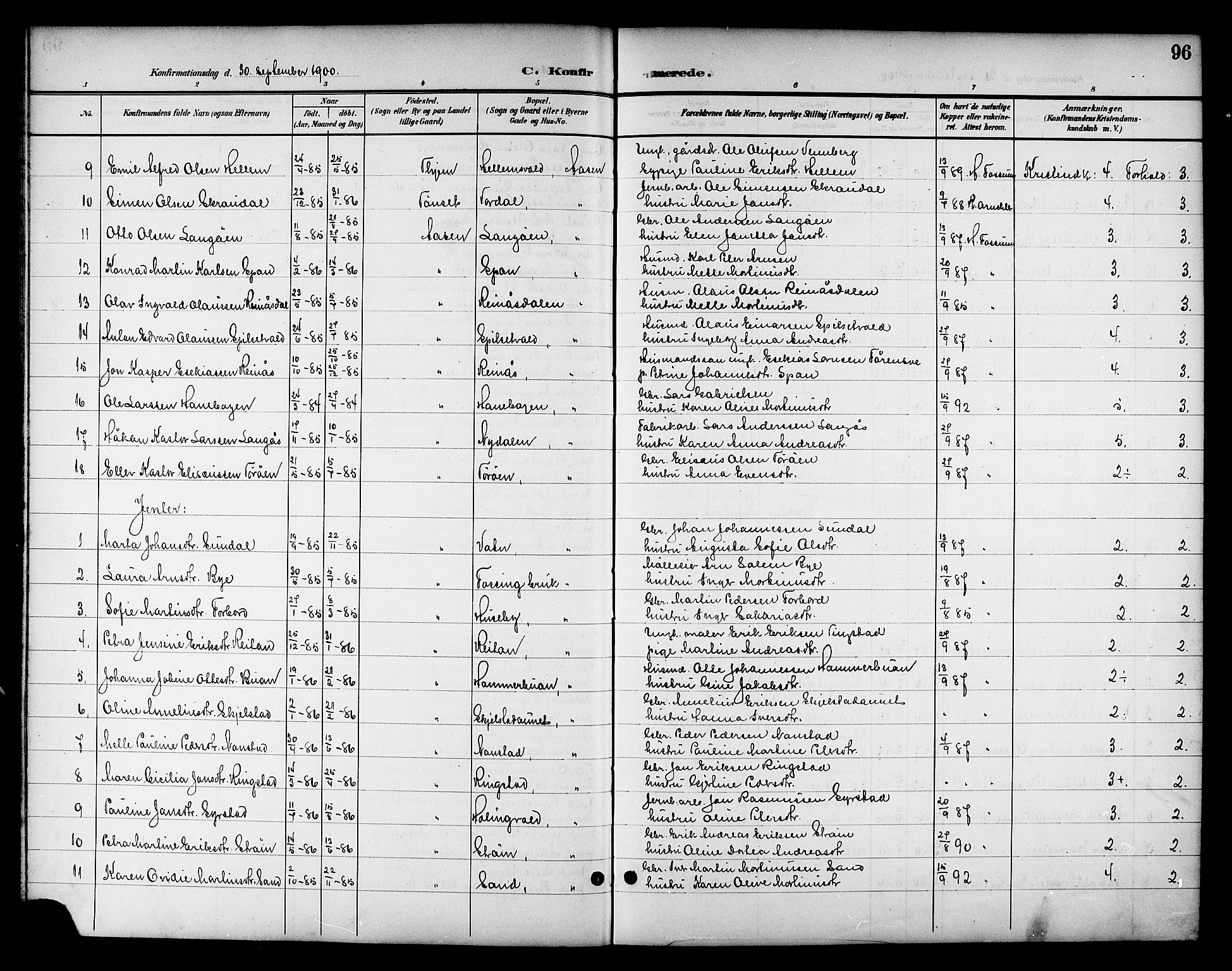 Ministerialprotokoller, klokkerbøker og fødselsregistre - Nord-Trøndelag, SAT/A-1458/714/L0135: Parish register (copy) no. 714C04, 1899-1918, p. 96